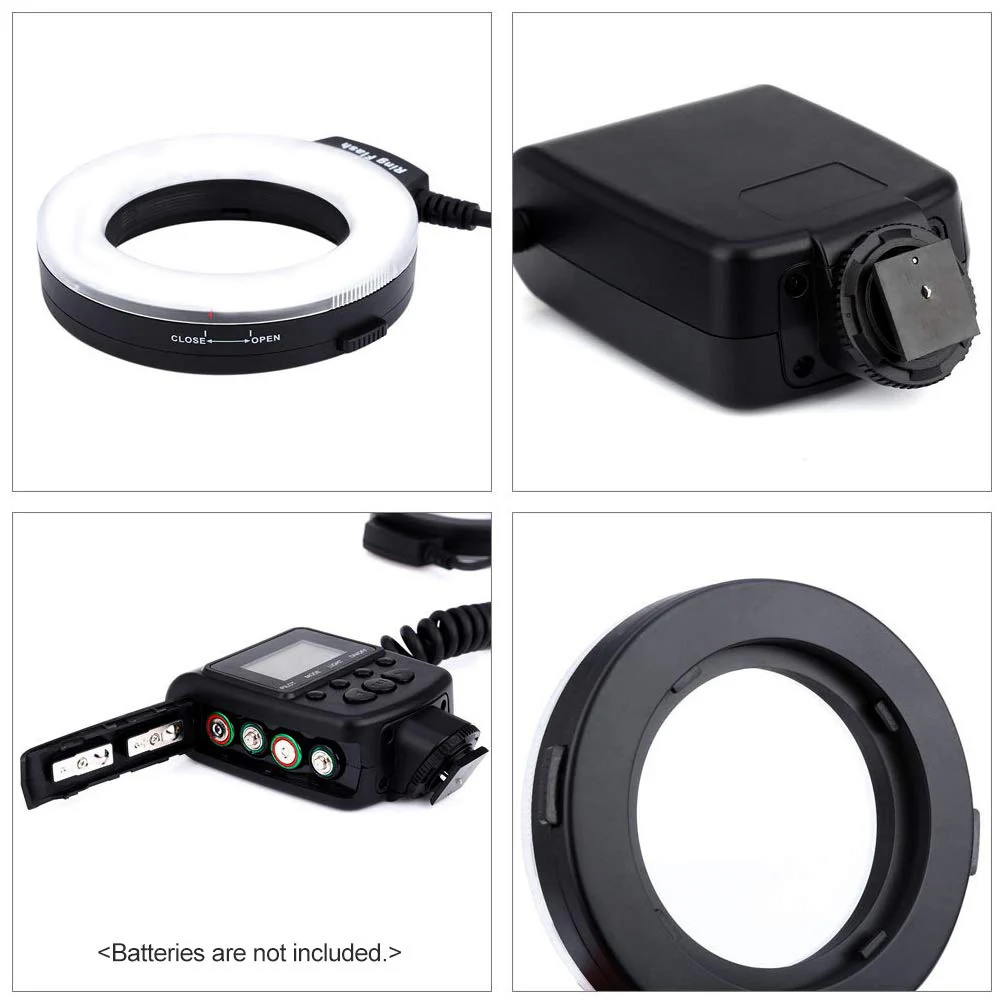 Andoer HD-130 Macro LED Ring Flash Light with LCD Display,Power Control,3 Flash Diffusers and 8 Adapter Rings for Canon Nikon Panasonic and Other DSLR Cameras - Image 5