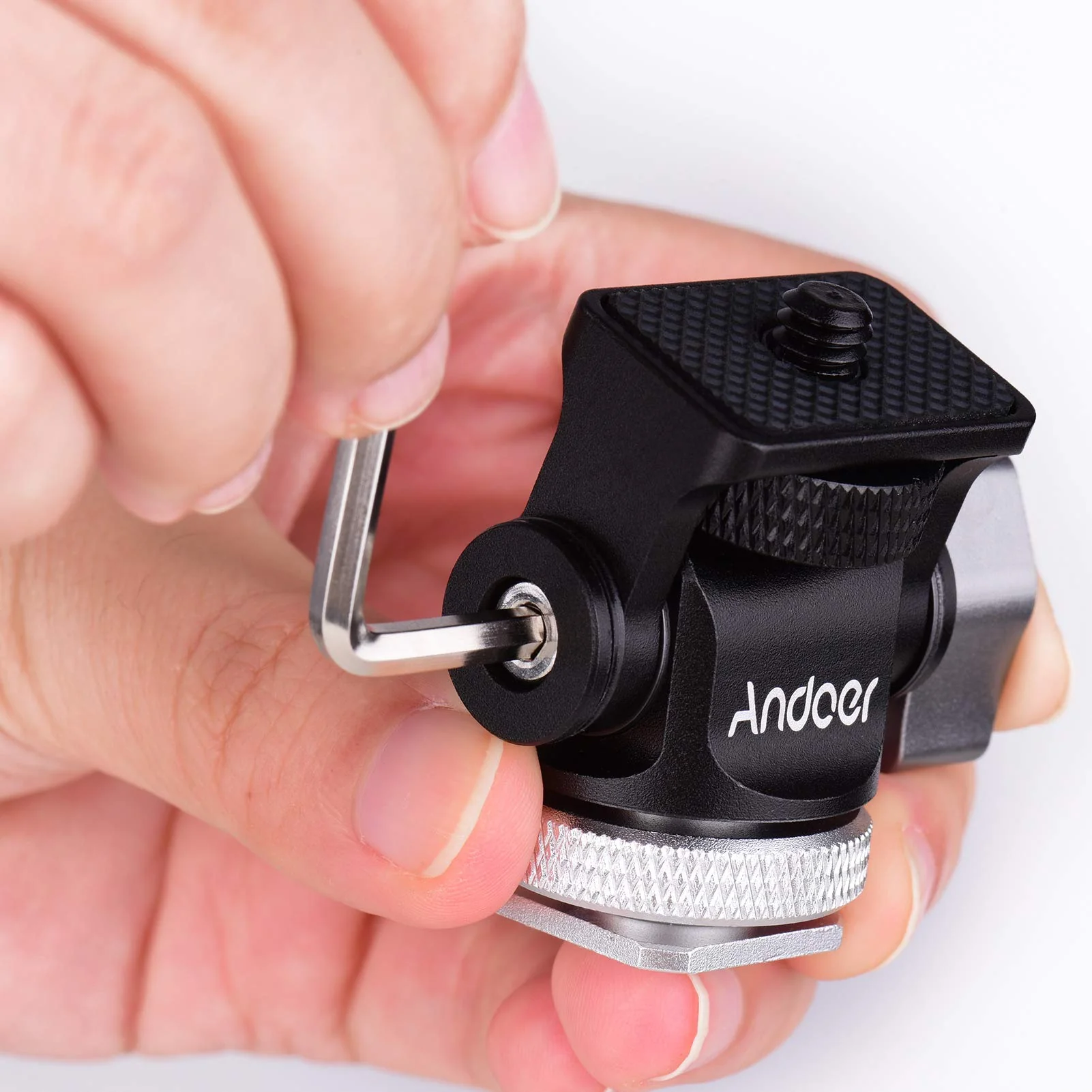 Andoer Mini Monitor Mount Tripod Head Cold Shoe Adapter Aluminum Alloy 1/4 Inch Screw for Mounting Camera Monitor Flash Microphone LED Fill Light - Image 2