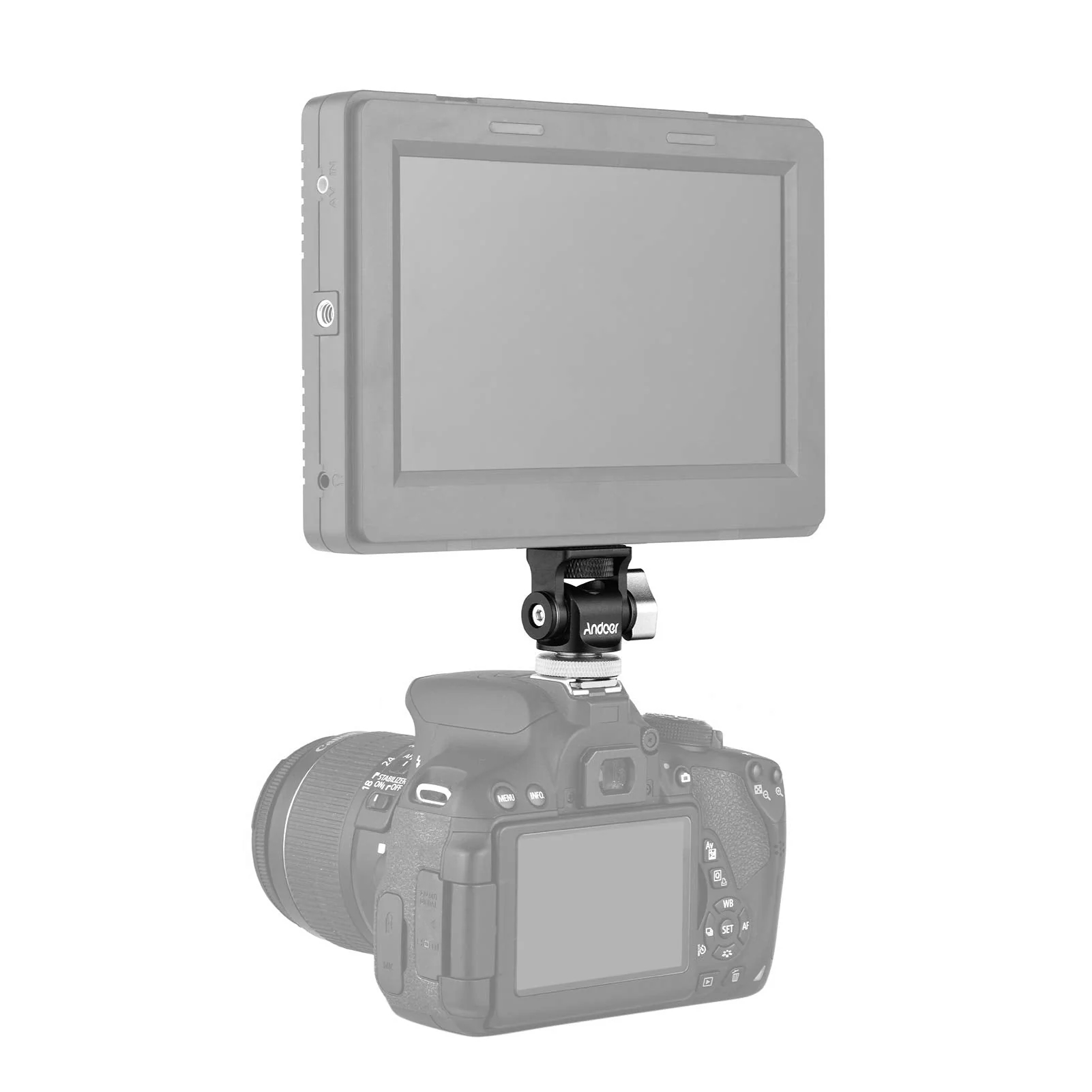 Andoer Mini Monitor Mount Tripod Head Cold Shoe Adapter Aluminum Alloy 1/4 Inch Screw for Mounting Camera Monitor Flash Microphone LED Fill Light - Image 3