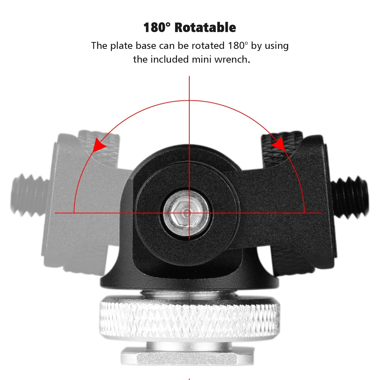 Andoer Mini Monitor Mount Tripod Head Cold Shoe Adapter Aluminum Alloy 1/4 Inch Screw for Mounting Camera Monitor Flash Microphone LED Fill Light - Image 4