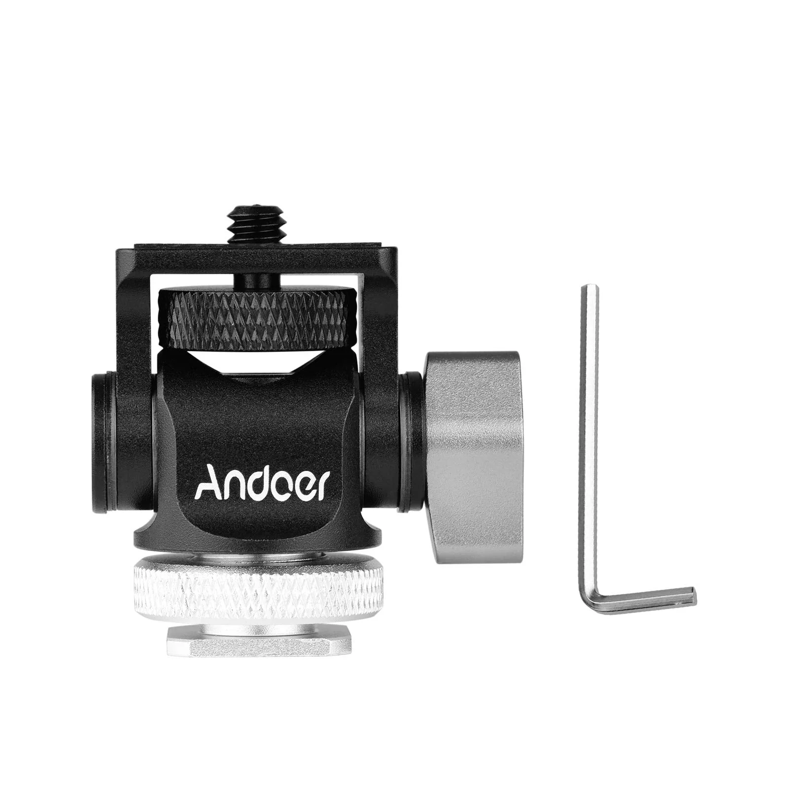 Andoer Mini Monitor Mount Tripod Head Cold Shoe Adapter Aluminum Alloy 1/4 Inch Screw for Mounting Camera Monitor Flash Microphone LED Fill Light - Image 9