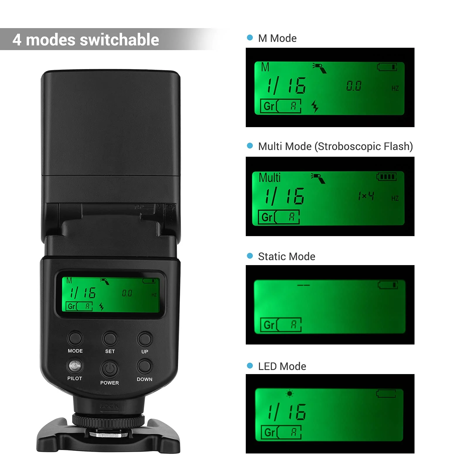 Andoer Universal Flash Speedlite GN40 Adjustable LED Fill Light On-camera Flash With Bracket Replacement for Canon Nikon Olympus Pentax DSLR Cameras - Image 6