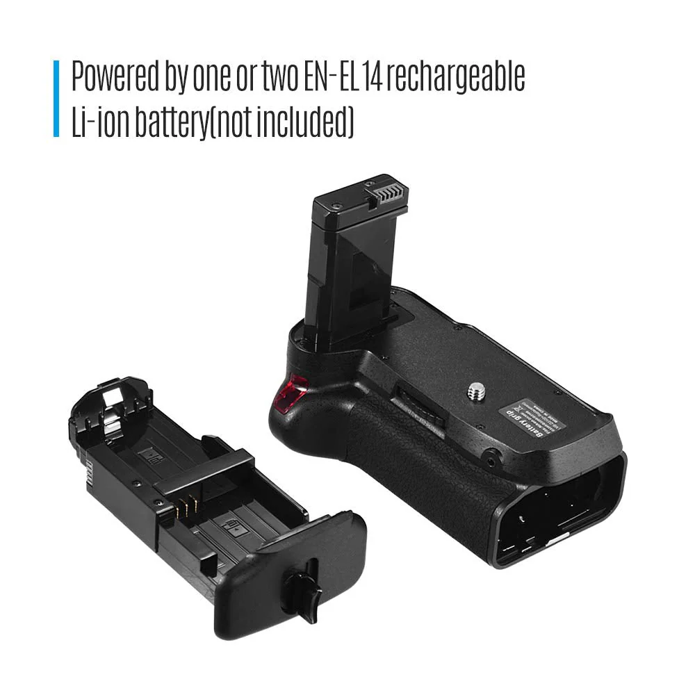 Andoer Vertical Battery Grip Holder for Nikon D5300 D3300 D3200 D3100 DSLR Camera EN-EL 14 Battery Powered with IR Remote Control - Image 3