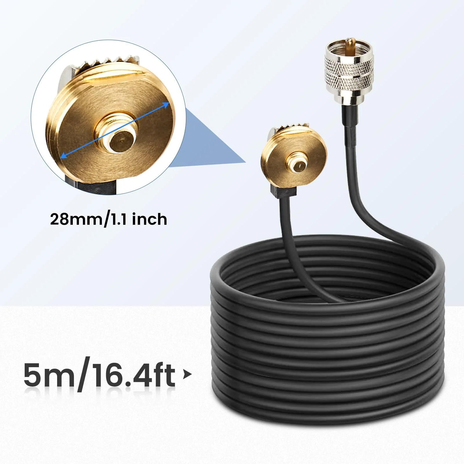 Anina 3/4 Inch Hole Mount NMO L Bracket, 16ft RG58 Pure Copper NMO to PL259 Coax Cable with Waterproof Cap for VHF/UHF/CB Ham Radio Dual Band Antenna - Image 2