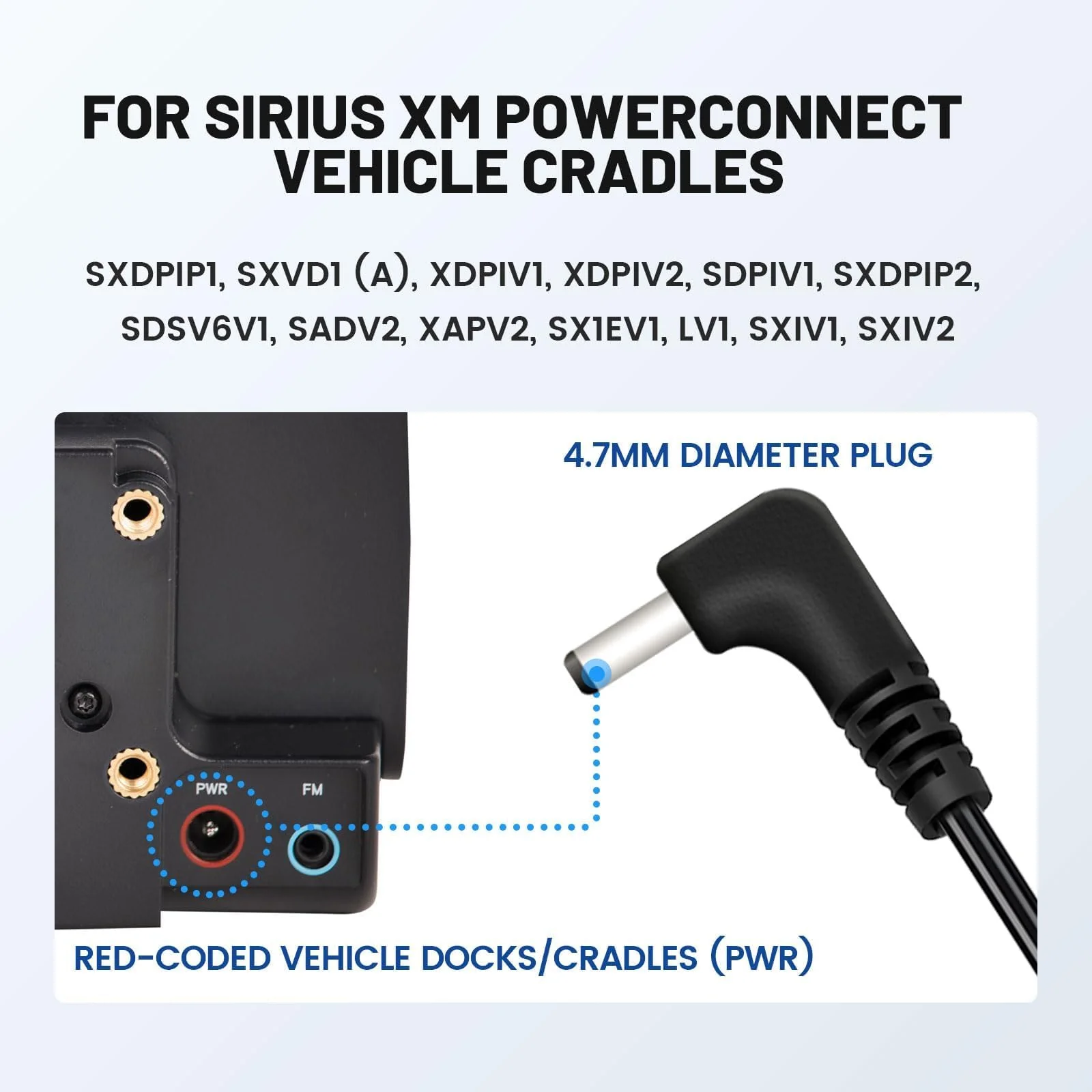 Anina 6.5ft USB Power Cord Cable with 4.7mm Diameter for Onyx Stratus Sirius XM Radio, 5V Charger Connector for PowerConnect Receiver SXDPIP1 XDPIV1 XAPV2 XMP3i LV1 SADV2 XAPV2 SXIV1 SXDV3 Cradle Dock - Image 3