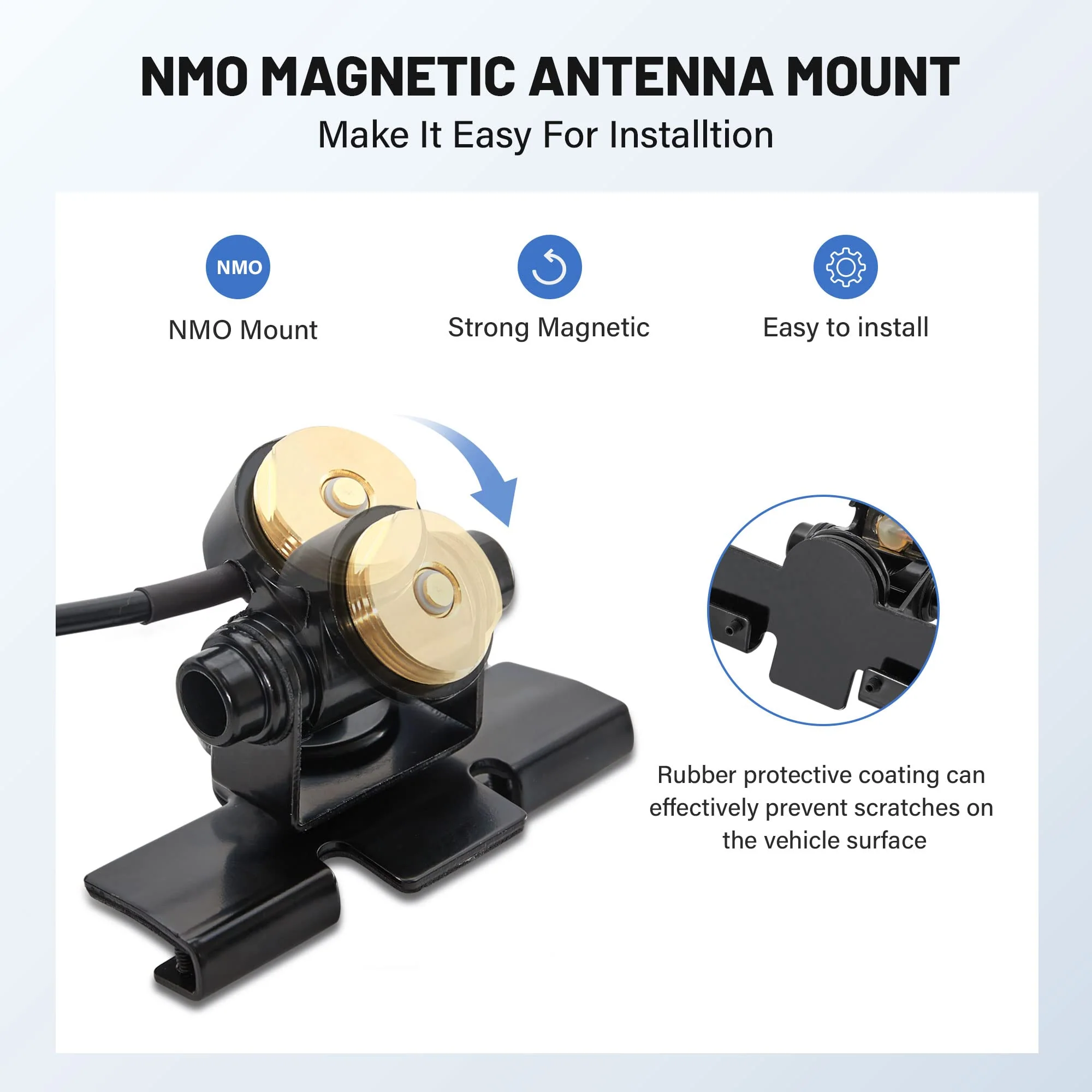 Anina Adjustable NMO Antenna Lip Hatchback Mount Bracket Through Hole Fixed W/NMO Mount Cap 16.5 ft UHF PL259 Male RG58 Pure Copper Coaxial Cable for Vehicle Car Ham Mobile Radio No Drill Installation - Image 2
