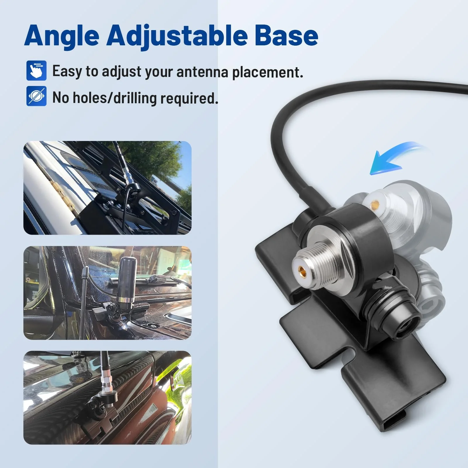 Anina Car Antenna Lip Mount Bracket Fix Bracket Mounting UHF PL259 Male to SO239 Female RG58 Cable for Extension Cable for Mobile Radio/Ham Radio/Two Way Radio - Image 2