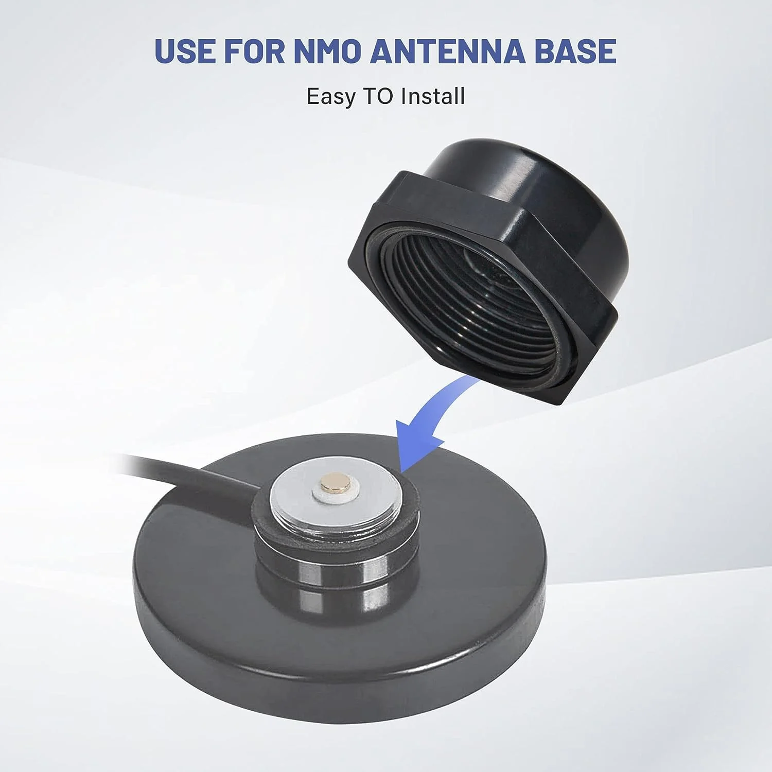 Anina NMO Antenna Magnetic Base Mount 16.4 FT RG58 Coaxial Cable PL-259 Plug with NMO Antenna Mounting Cap for CB Ham GMRS Radio Marine Two Way Radio - Image 2