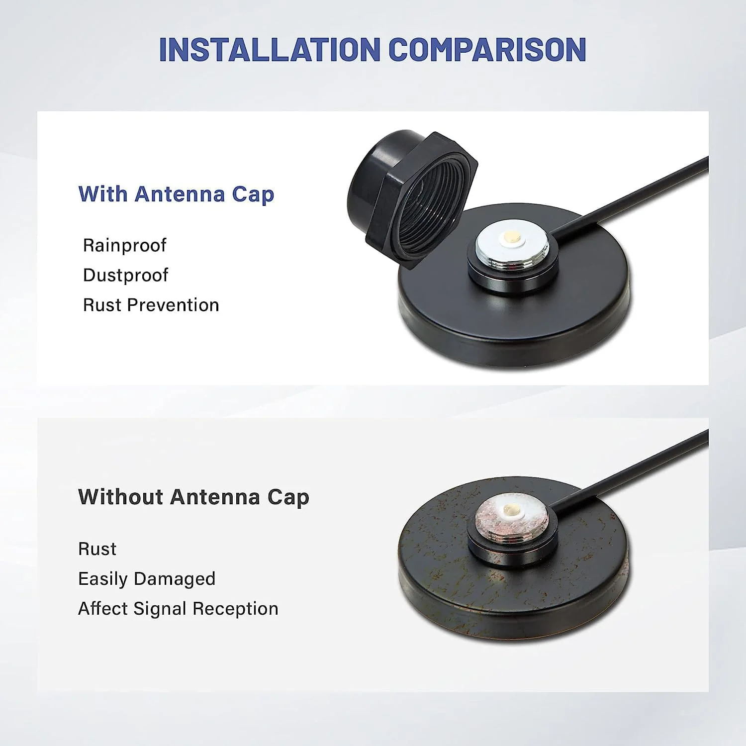 Anina NMO Antenna Magnetic Base Mount 16.4 FT RG58 Coaxial Cable PL-259 Plug with NMO Antenna Mounting Cap for CB Ham GMRS Radio Marine Two Way Radio - Image 3