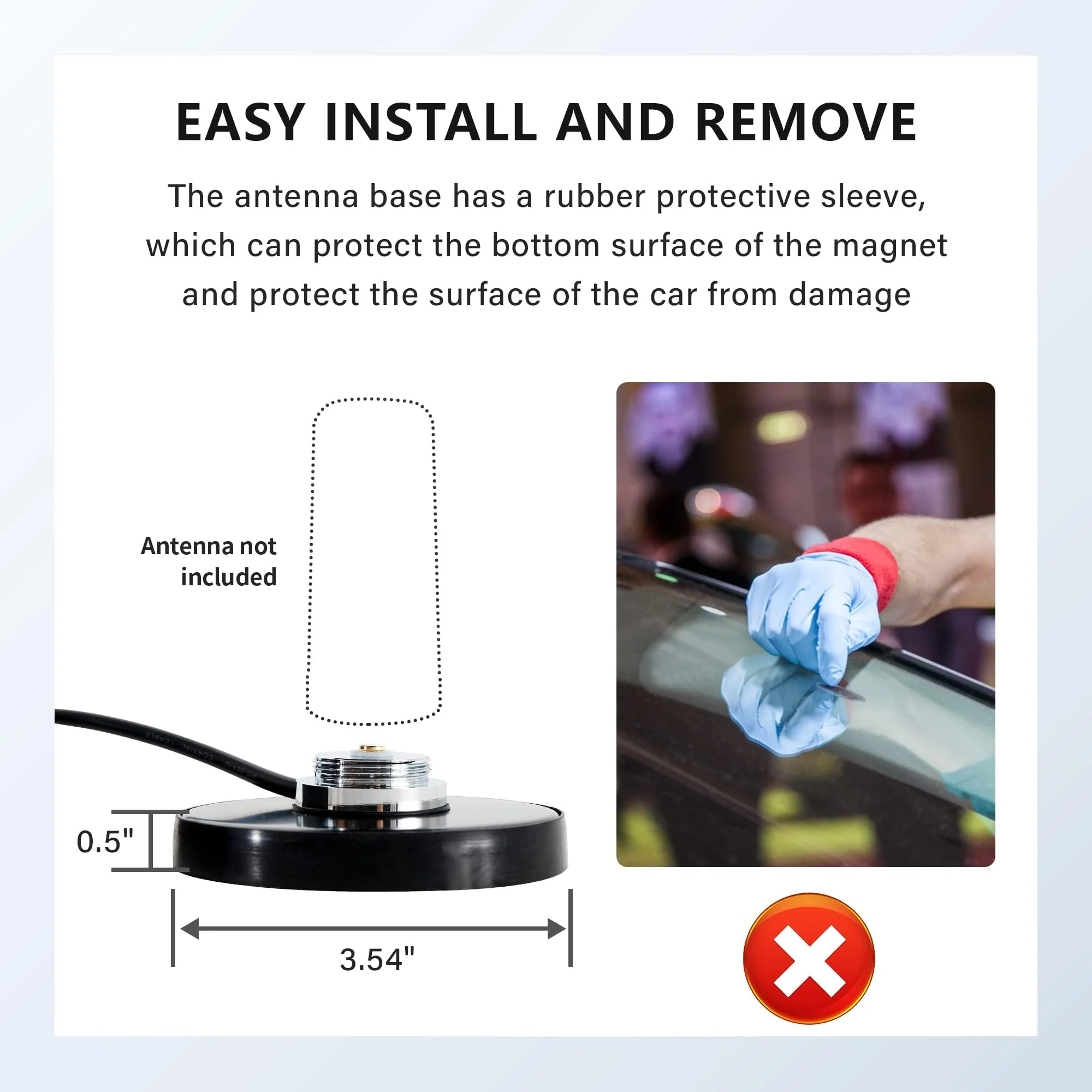 Anina NMO Antenna Magnetic Base Mount 16.4 FT RG58 Coaxial Cable PL-259 Plug with NMO Antenna Mounting Cap for CB Ham GMRS Radio Marine Two Way Radio - Image 6