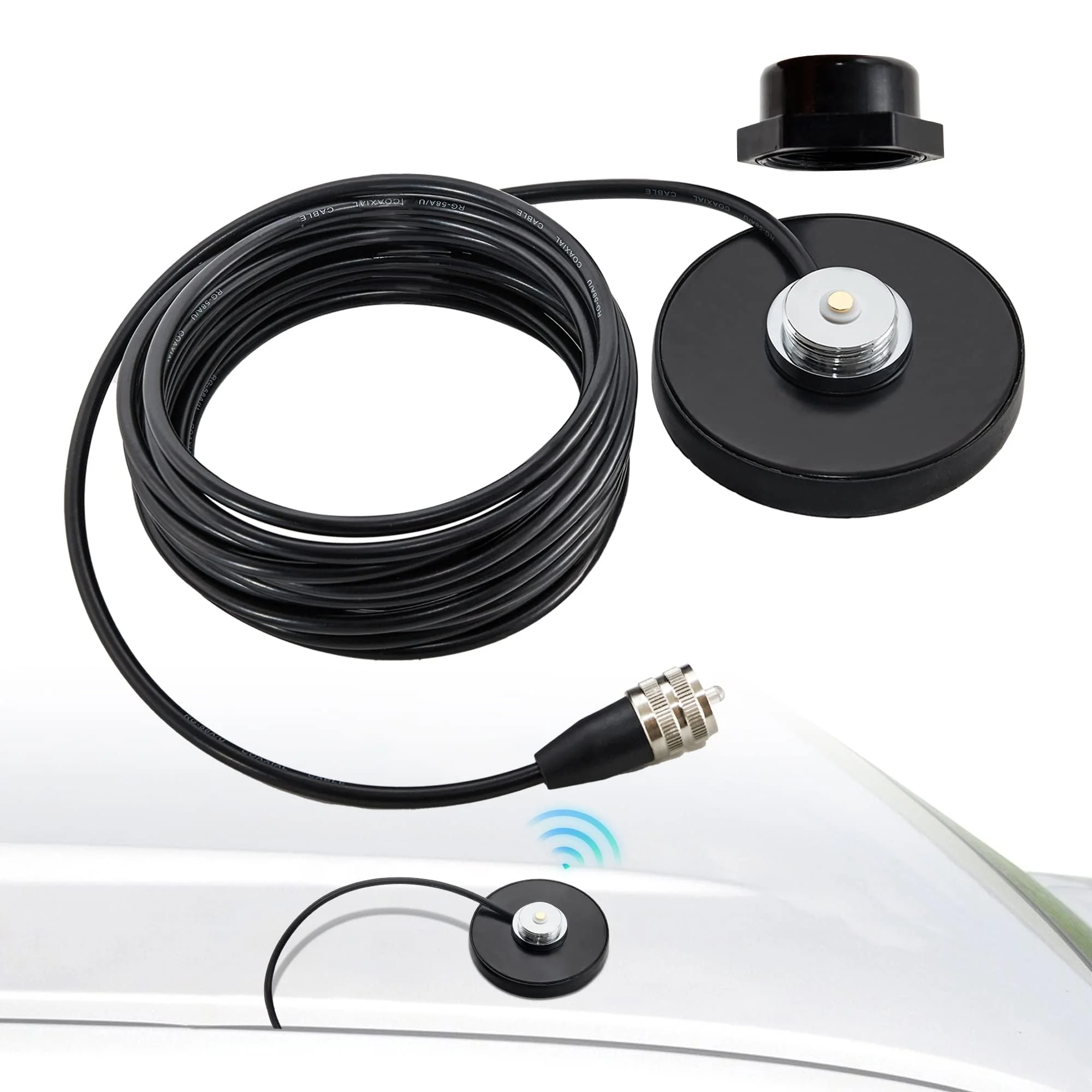 Anina NMO Antenna Magnetic Base Mount 16.4 FT RG58 Coaxial Cable PL-259 Plug with NMO Antenna Mounting Cap for CB Ham GMRS Radio Marine Two Way Radio - Image 9