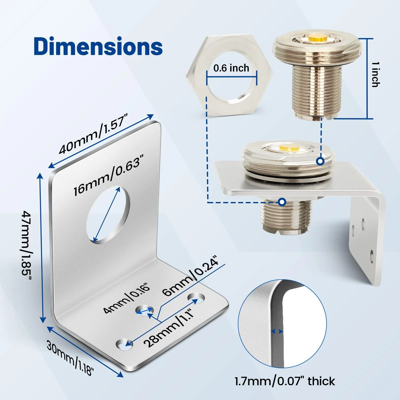 Anina NMO to PL259 Connector with L Shape Antenna Bracket and Cover for VHF, UHF, Ham,Mobile Radio Antenna, 5/8 Inch Mounting Hole - Image 6