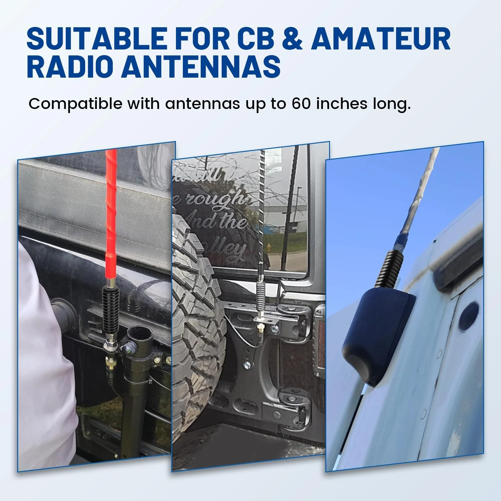 Anina SS-3H CB Antenna Spring 305311SS Stainless Steel Heavy Duty Radio Antenna Base Mount for Vehicle Fit Mobile/in-Vehicle Used with CB Radio Antenna Up to 60" Long 3/8" x 24 Threads - Image 2