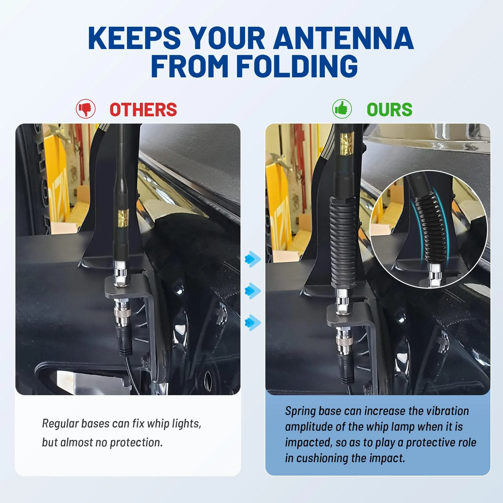 Anina SS-3H CB Antenna Spring 305311SS Stainless Steel Heavy Duty Radio Antenna Base Mount for Vehicle Fit Mobile/in-Vehicle Used with CB Radio Antenna Up to 60" Long 3/8" x 24 Threads - Image 3