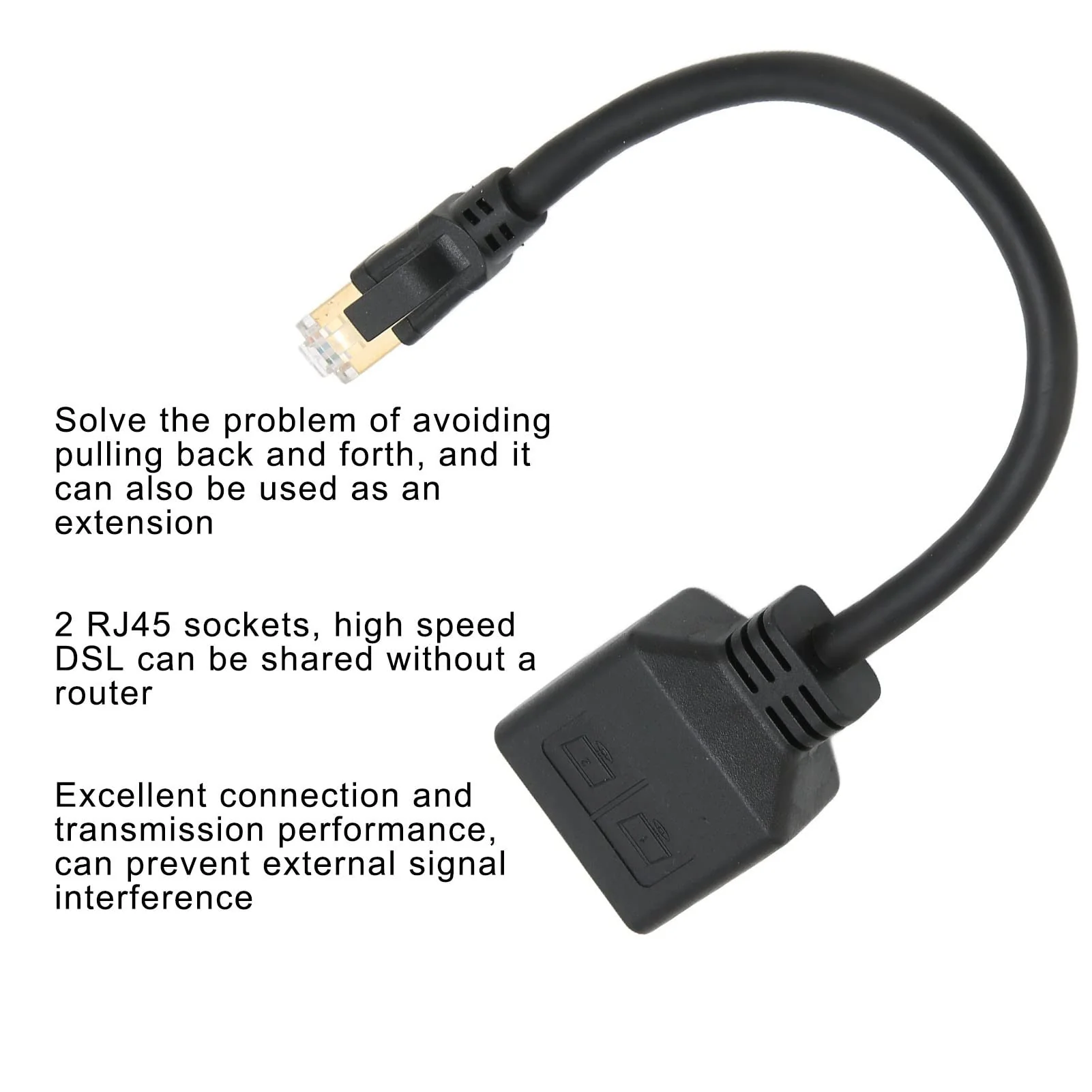 Annadue RJ45 Splitter Adapter, RJ45 Network 1 to 2 Port Ethernet Adapter Splitter, CAT8 Network Cable Splitter Adapter for Home Office, Default - Image 3