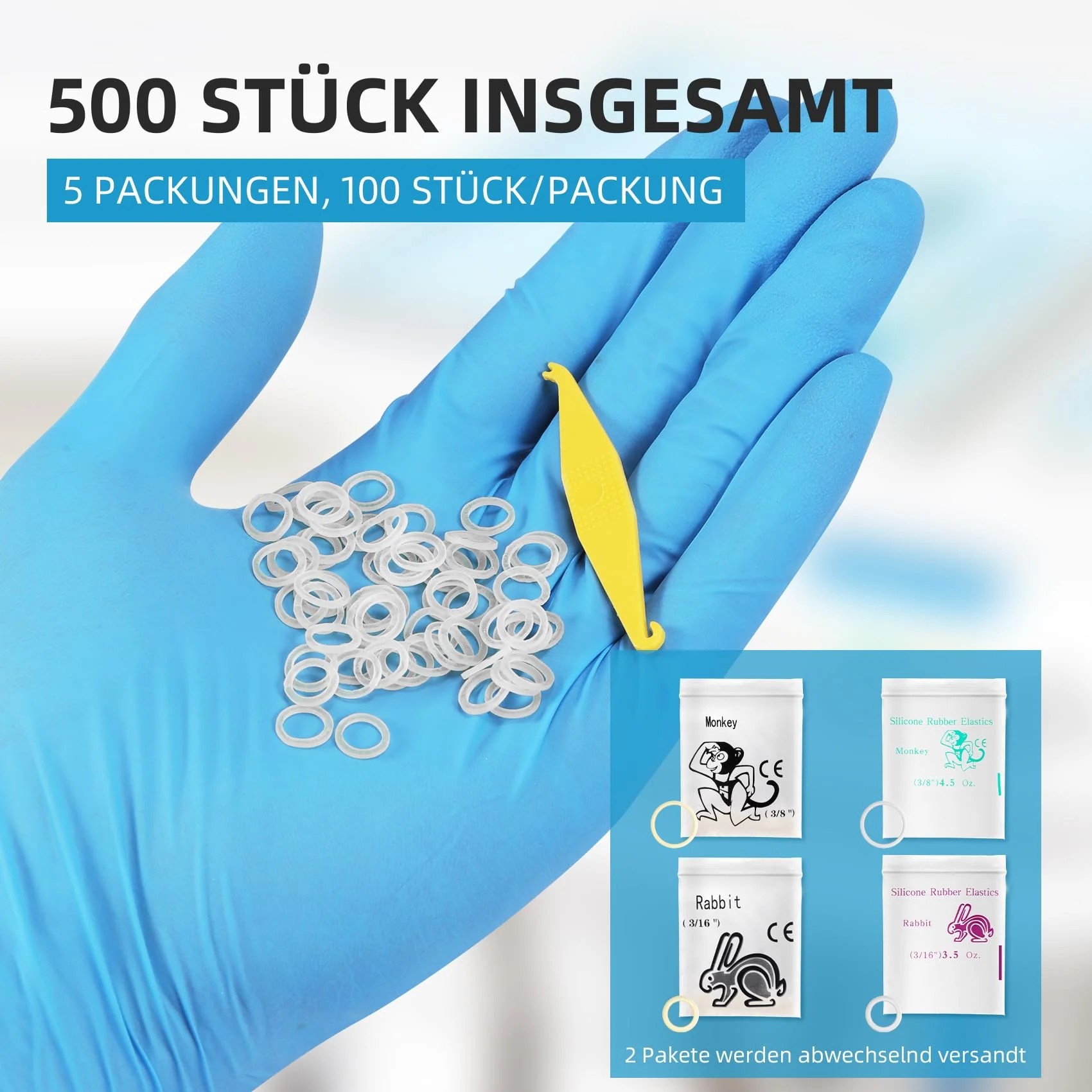 Annhua Dental Braces with 5 Placements, 500 Pieces Braces Orthodontic Elastic Rubber Bands for Braces, Gap Teeth, Crooked Teeth, etc. (Rabbit 3/16 Inch 3.5 oz) Rabbit 3/16" 3.5oz - Image 2