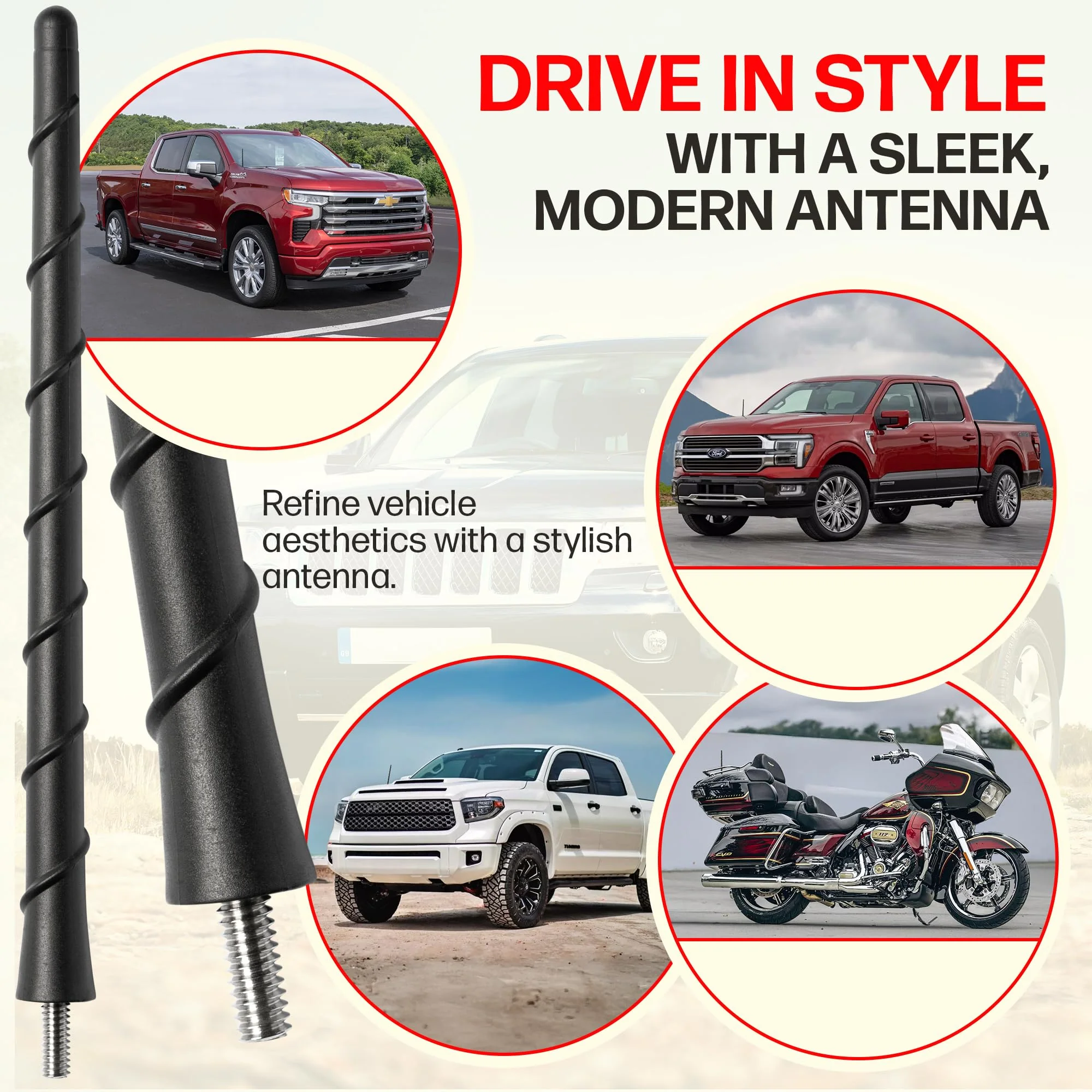 Antenna fits Ford F-350 | F450 (2017-2026) 8 Inch Short Rubber Antenna - USA Threading - Carwash Proof - Internal Copper Coil - Image 5