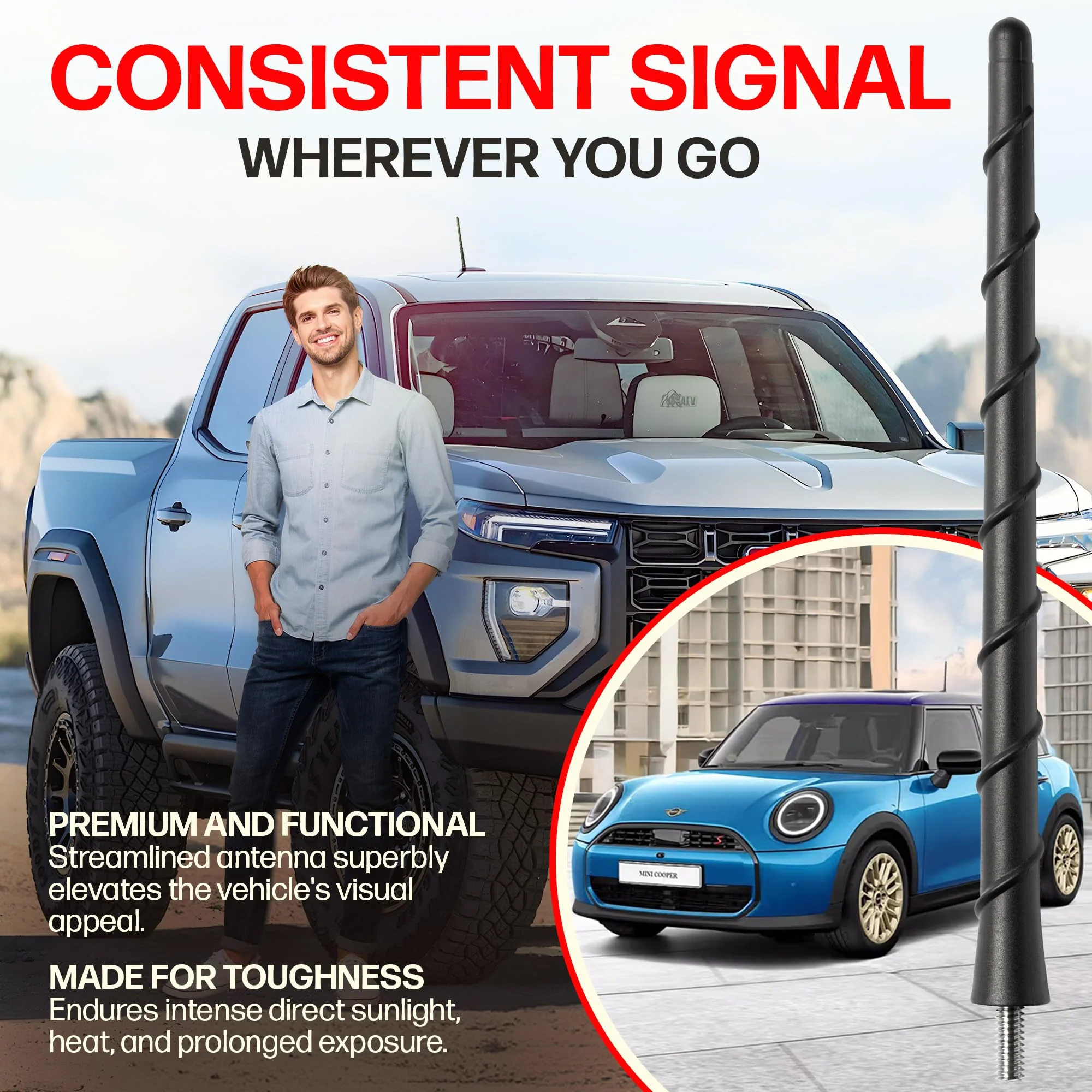 Antenna fits Ford F-350 | F450 (2017-2026) 8 Inch Short Rubber Antenna - USA Threading - Carwash Proof - Internal Copper Coil - Image 6