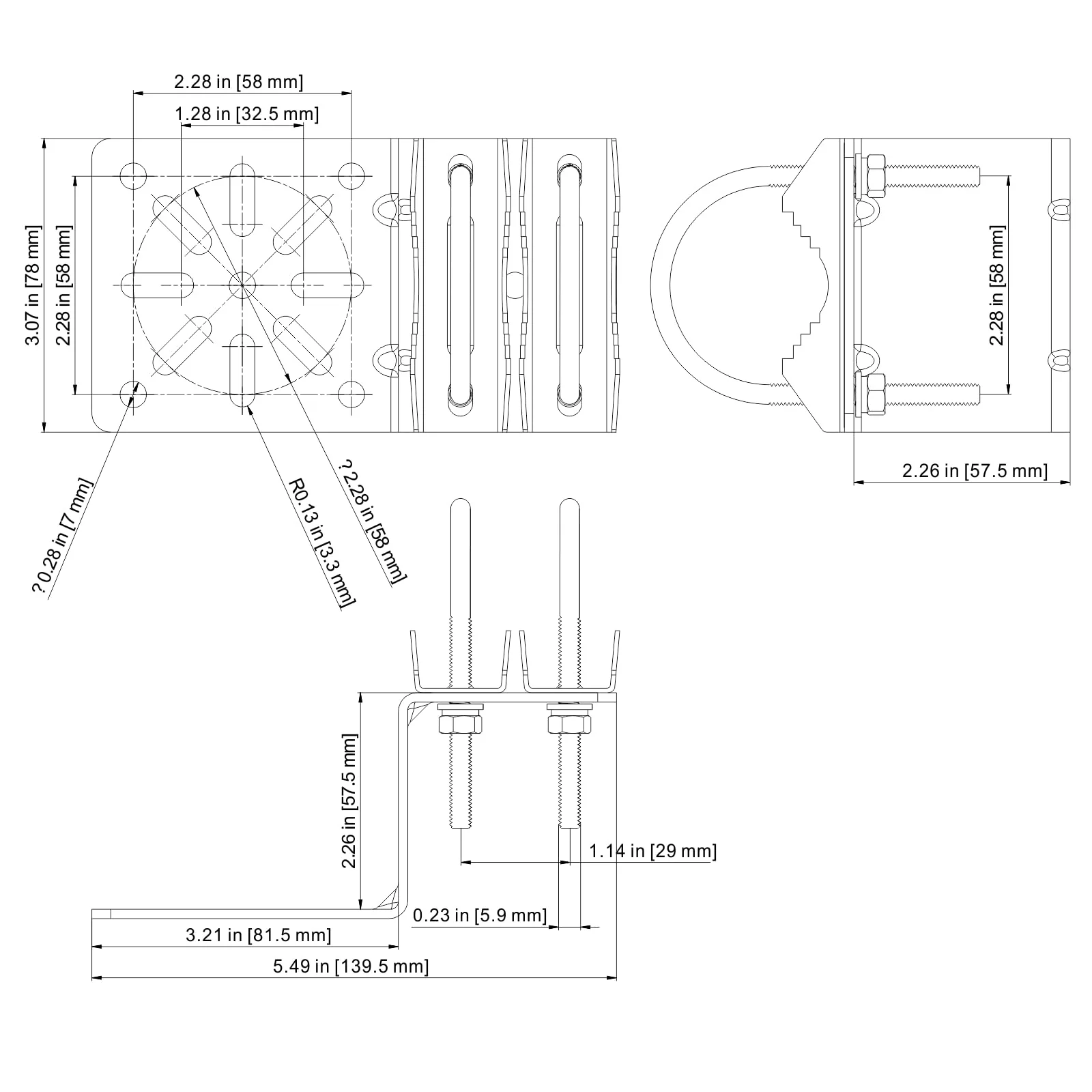 Antenna Mount Heavy Duty Antenna Mast Assembly [ Without The Pole ] Weather-Resistant Pole Mount Bracket with 5 PCS Stainless Steel Screws - Image 6