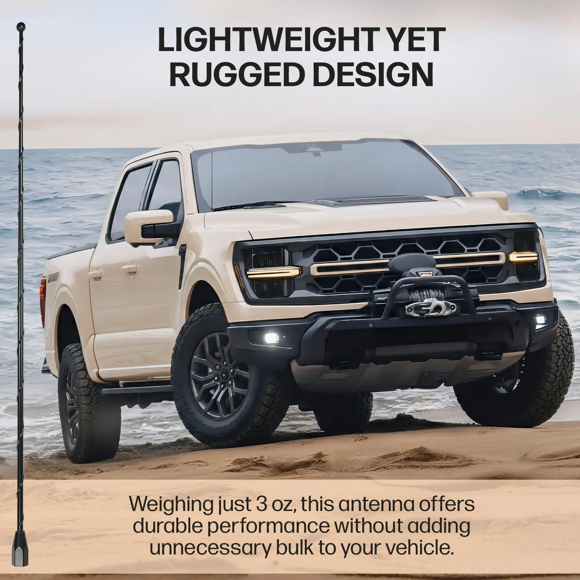 AntennaMastsRus - 15 Inch Black Antenna is Compatible with Toyota Tacoma (1995-2015) - Spiral Wind Noise Cancellation - Spring Steel Construction - Stainless Steel Threading - Image 5