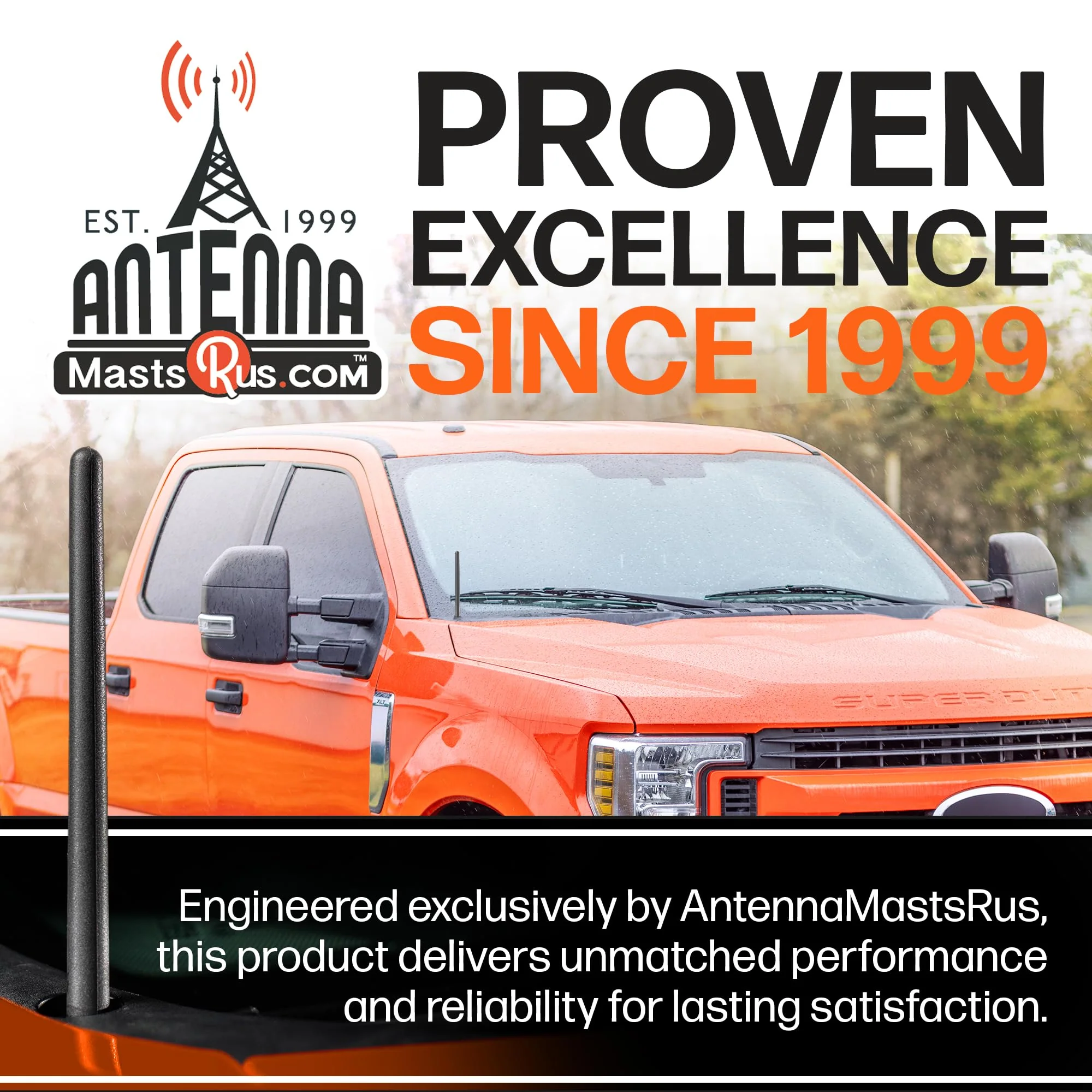 AntennaMastsRus Short Antenna Replacement for Ford F-350 | F450 (2017-2026) USA Stainless Steel Threading, Car Wash Proof, Enhanced Reception 6 3/4 Inch Rubber Truck Antenna with Internal Copper Coil - Image 2