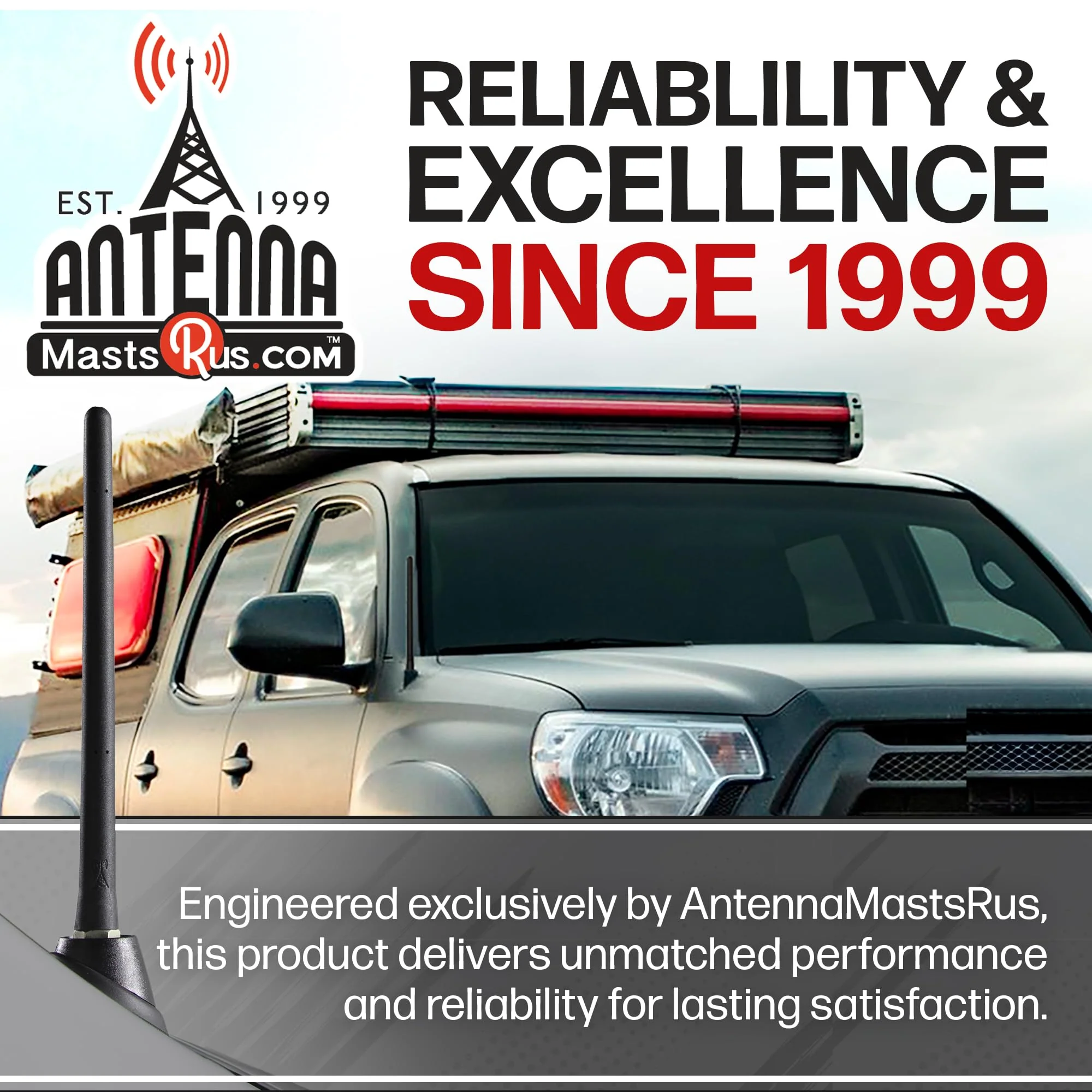 AntennaMastsRus - Short Rubber Antenna fits Toyota 4 Runner (2010-2017) - USA Stainless Steel Threading - The Original 6 3/4 Inch Accessories - Car Wash Proof - Internal Copper Coil - Image 2
