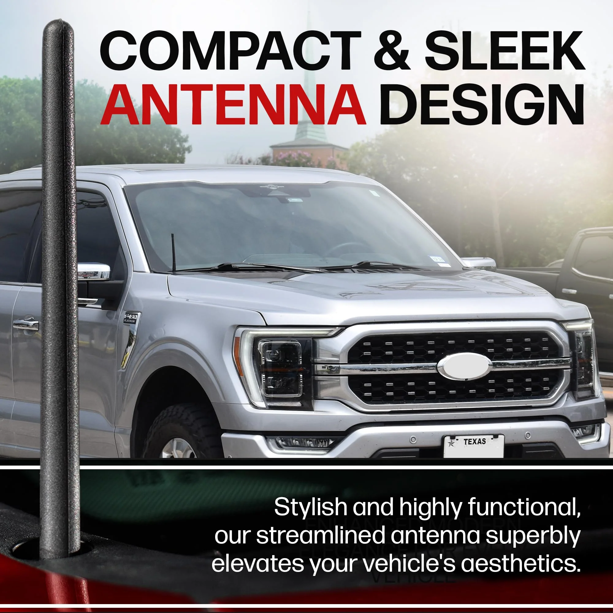 AntennaMastsRus Short Rubber Antenna for Ford F-150 (2009-2026) - Bronco (21-26) USA Stainless Threading, 6 3/4 Inch Truck Accessory, Car Wash Safe, Easy Installation, Enhanced Reception w/Copper Coil - Image 7