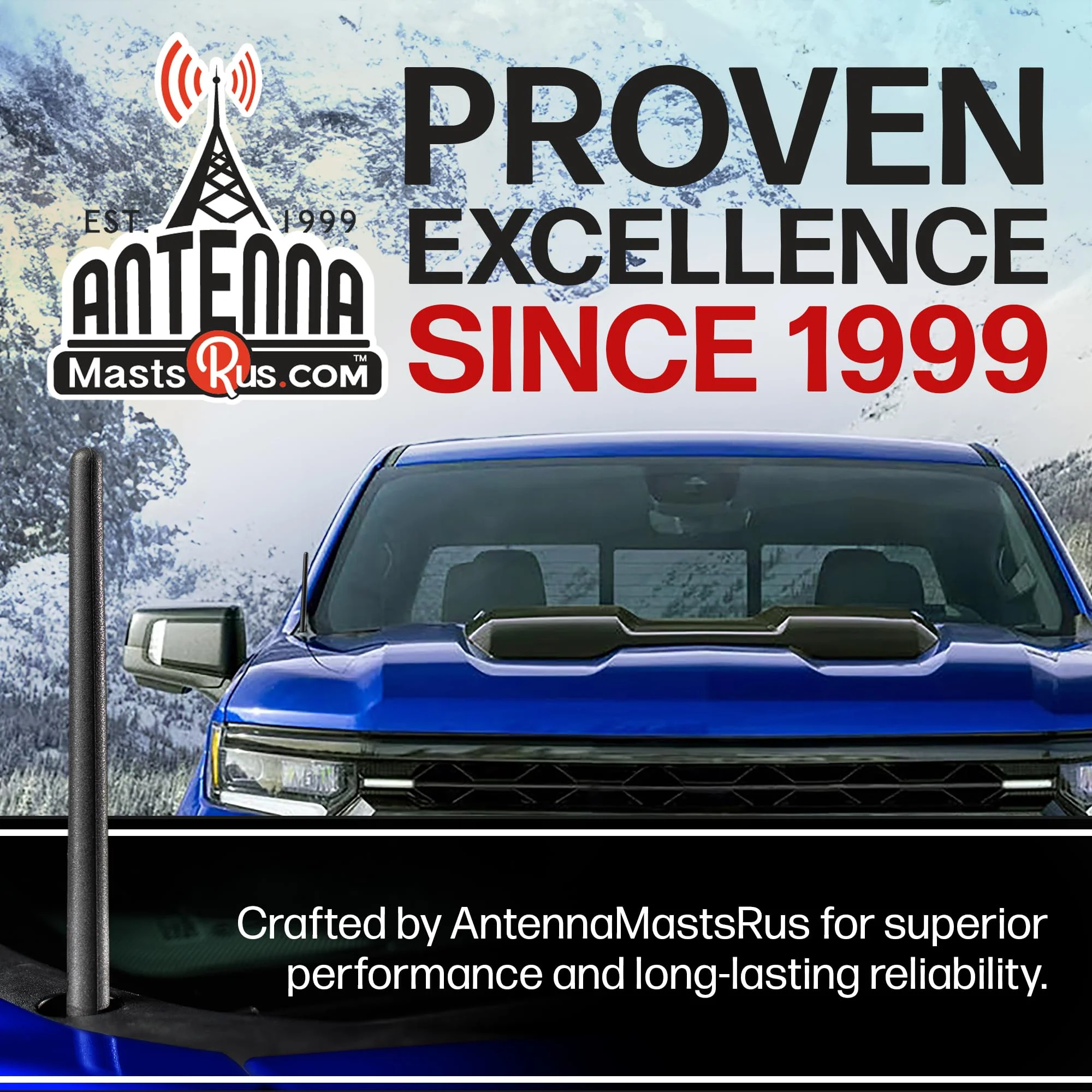 AntennaMastsRus - The Original 6 3/4 Inch fits Nissan Titan (2004-2018) - Car Wash Proof Short Rubber Antenna - Internal Copper Coil - Premium Reception - German Engineered - Image 2