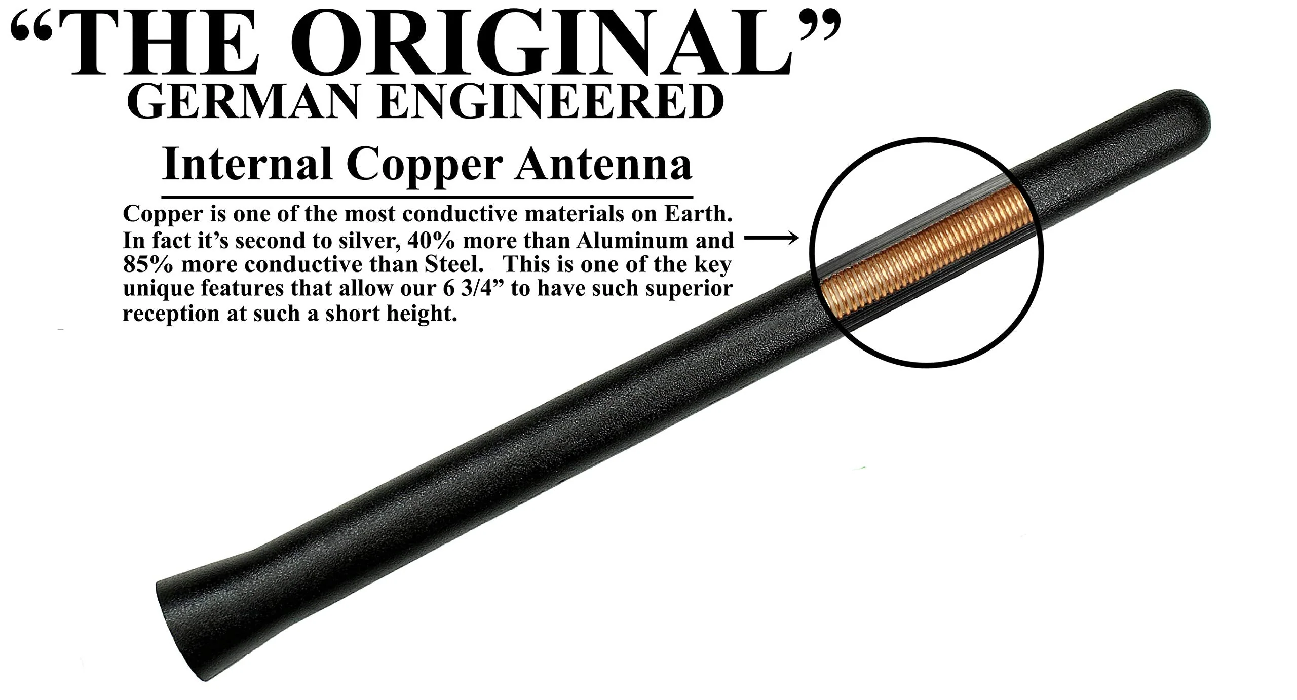 AntennaMastsRus - The Original 6 3/4 Inch is Compatible with Airstream Flying Cloud Campers - Short Rubber Antenna - Internal Copper Coil - Premium Reception - German Engineered - Image 2