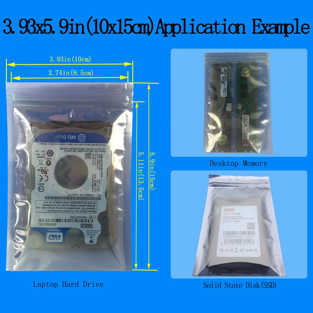Anti Static Bags,ESD Bags,30pcs Mixed Sizes Antistatic Resealable Bags for 3.5 Hard Drive, 2.5 Solid State Drive,with Labels, ESD Shielding Bags for Varieties of Electronic Device 30pcs Mixed Sizes - Image 3