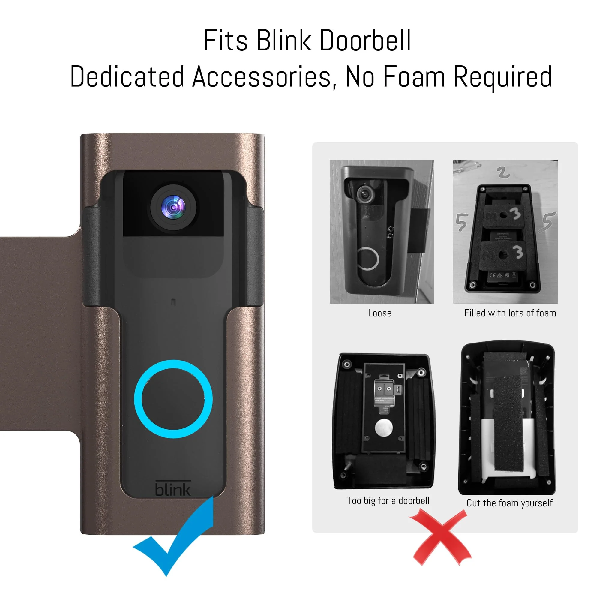Anti Theft Ring Doorbell Mount: Metal Ring Apartment Door Mount Blink Doorbell Camera Holder No Drill - Renter Friendly Ring Doorbell Mount No Damage ‎Frosted Bistre - Image 4
