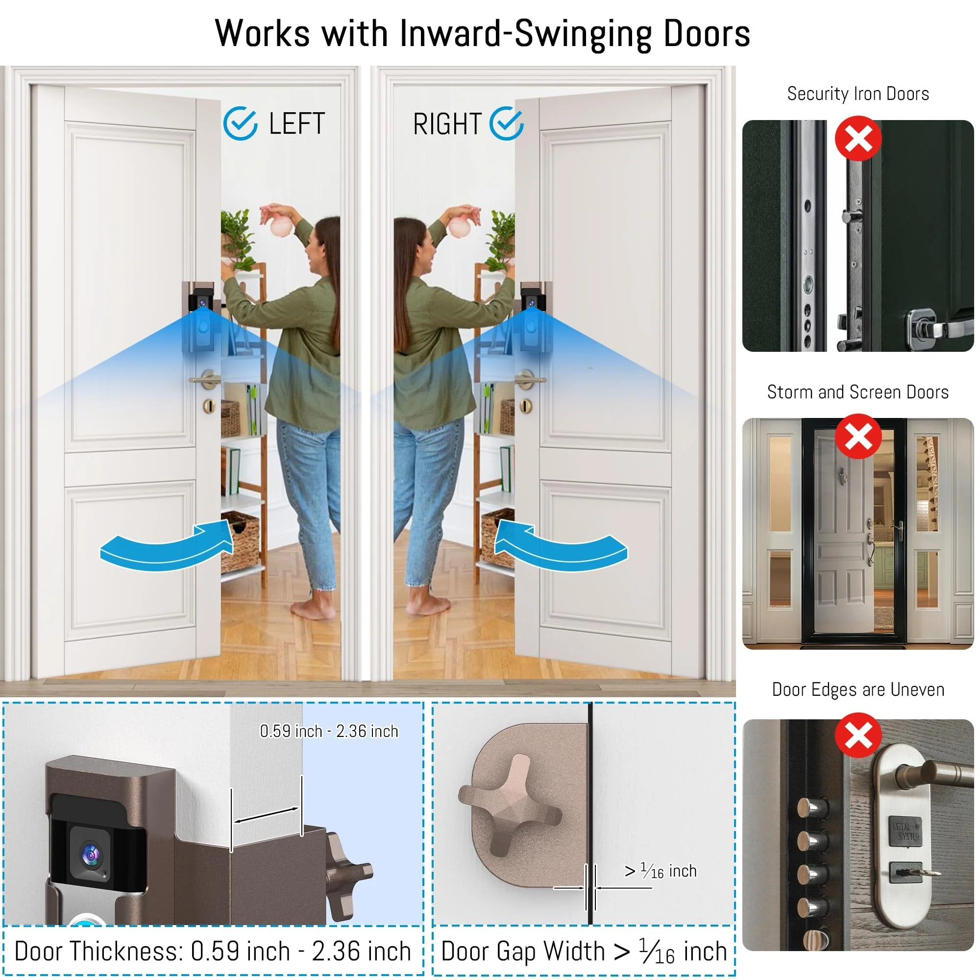Anti Theft Ring Doorbell Mount: Metal Ring Apartment Door Mount Blink Doorbell Camera Holder No Drill - Renter Friendly Ring Doorbell Mount No Damage ‎Frosted Bistre - Image 5