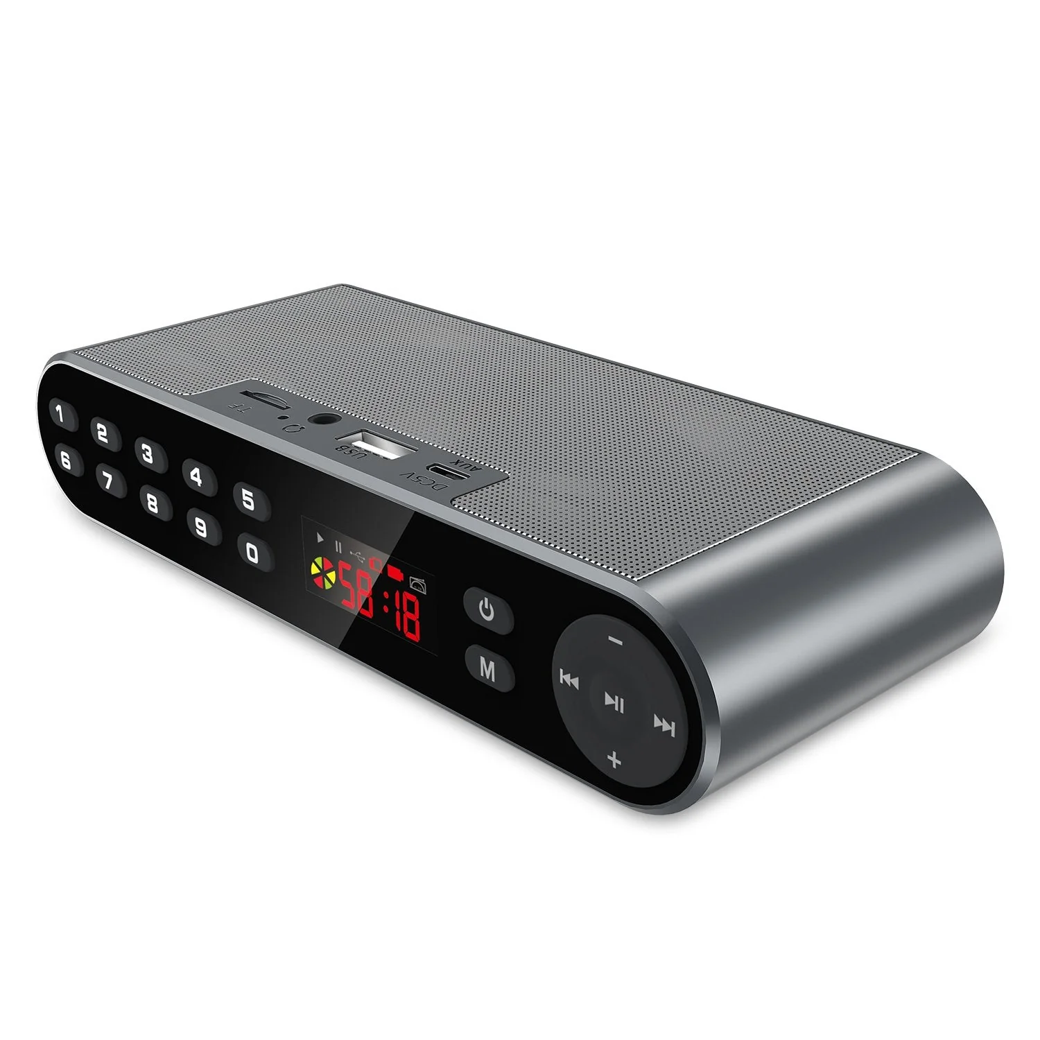 Antimi Bluetooth/FM Radio/MP3 Player Portable Wireless Speaker (Black) Silver black - Image 2