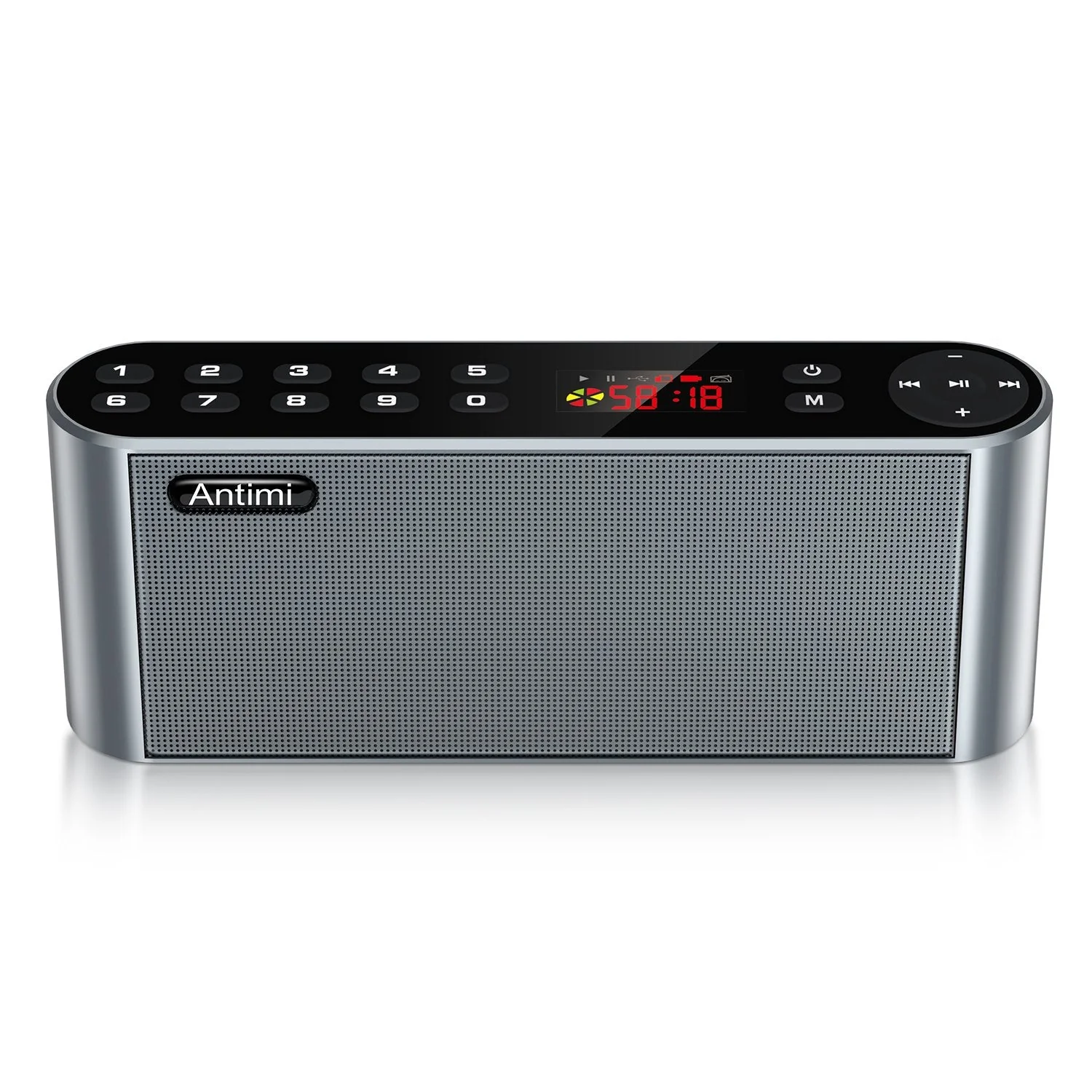 Antimi Bluetooth/FM Radio/MP3 Player Portable Wireless Speaker (Black) Silver black - Image 6