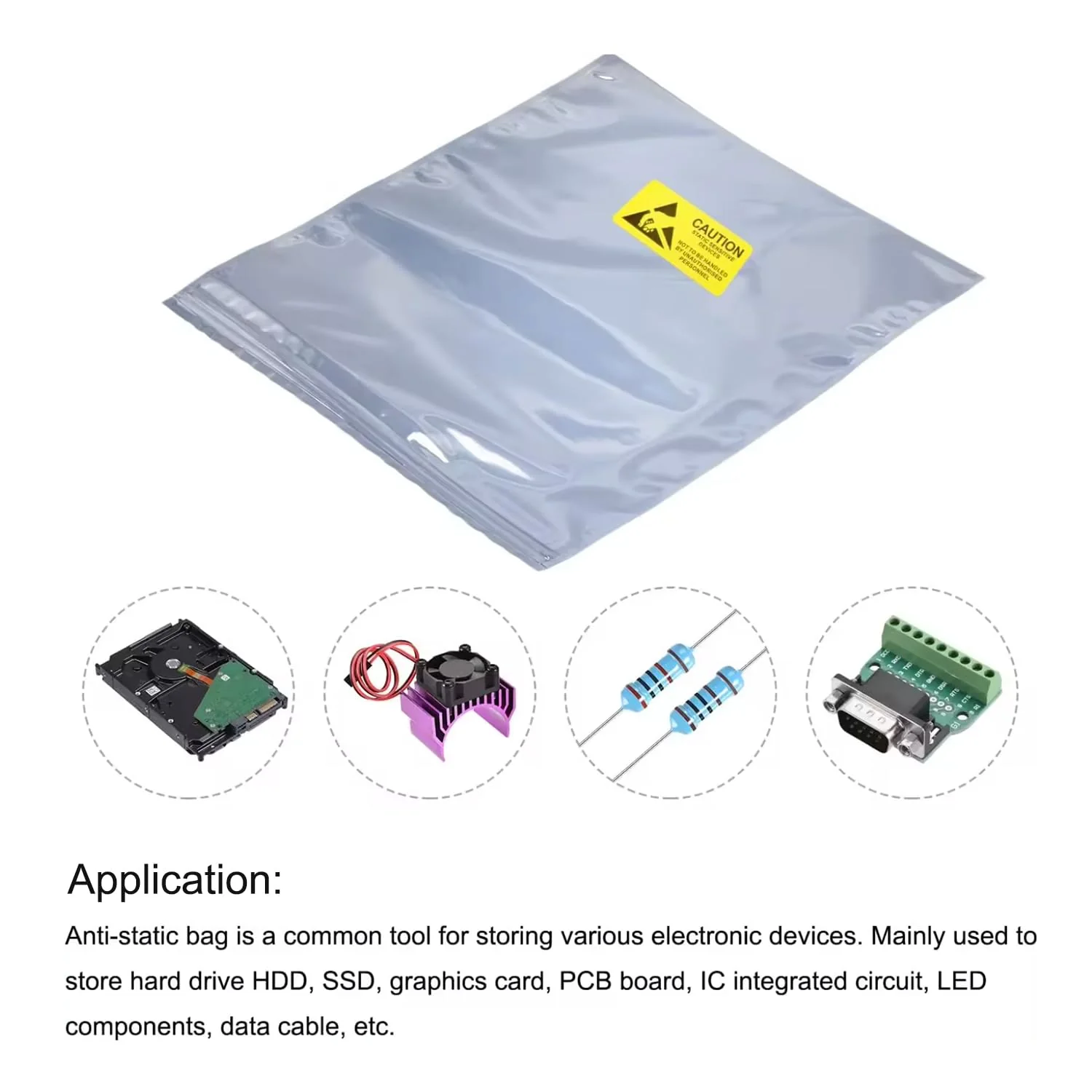 Antistatic Bags, 100pcs Resealable ESD Bags 3.2x4.7inches with Labels for GPU Hard Drive SSD HDD and Electronic Device (Ziplock-3.2X4.7-100pc) Ziplock-3.2X4.7-100pc - Image 6