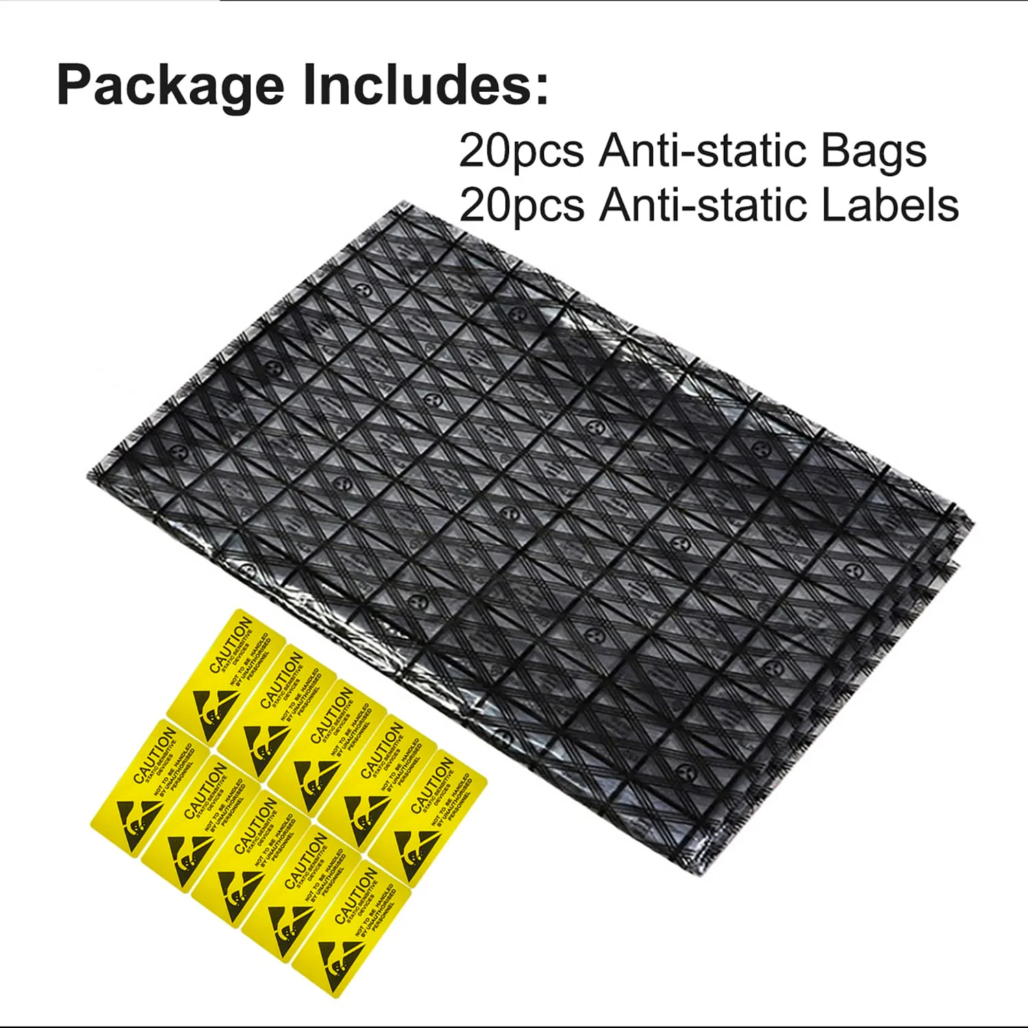 Antistatic Bags 20pcs 12 X 16 inches ESD Shielding Bags with Anti-static Labels for Hard Drive SSD HDD Motherboard Video Card RAM Electronic Devices (Flat bag-12X16-20pc) Flat bag-12X16-20pc - Image 6