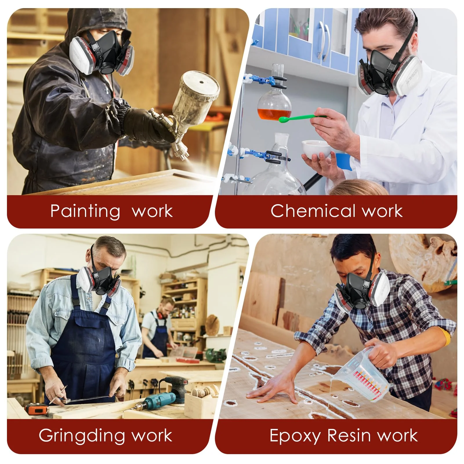 ANUNU Chemical Face Shield with Filter and Glasses for Painting, Dust, Epoxy, Paint Black - Image 7