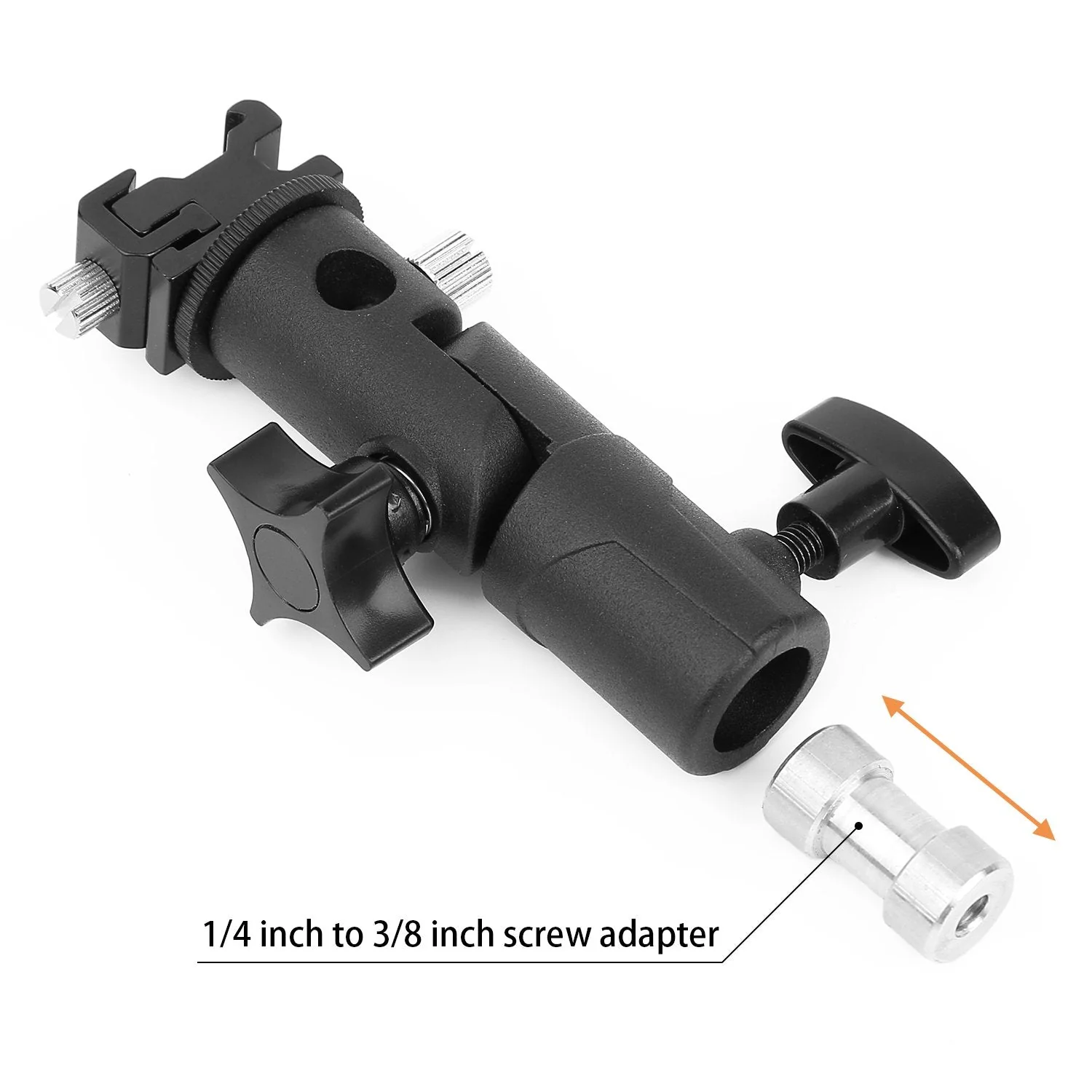 Anwenk Camera Flash Speedlite Mount Swivel Light Stand Bracket with Umbrella Reflector Holder for Camera DSLR Nikon Canon Pentax Olympus and Other DSLR Flashes Studio Light LED Light, 1Pack Flash Bracket-1P - Image 6