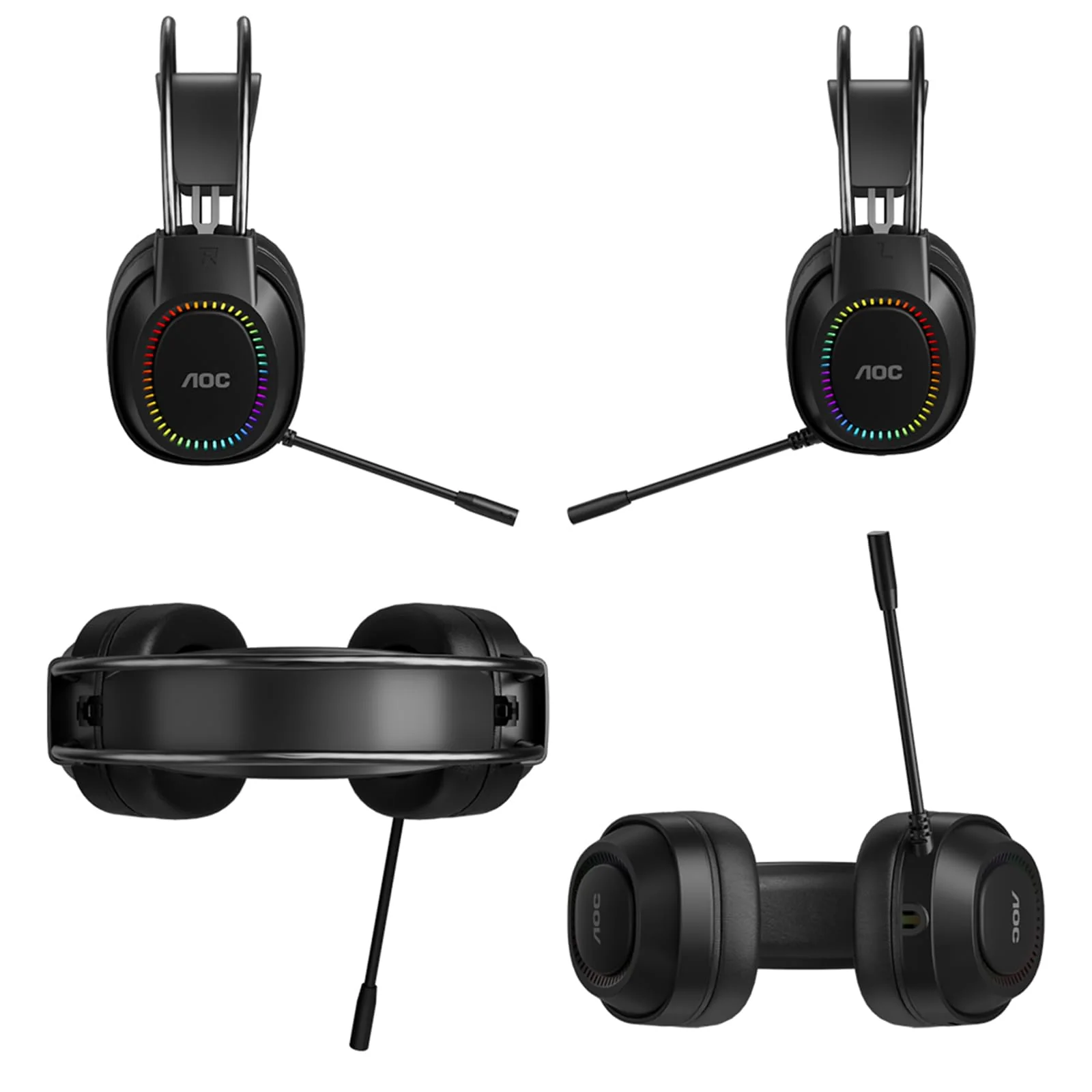 AOC Wired Gaming Headset with Mic, USB Gaming Headphone with Stereo Sound for PC/Laptop/PS4/PS5, 50mm Drivers RGB Corded Headphones for Game/Work/Music, ACG2500 - Image 8