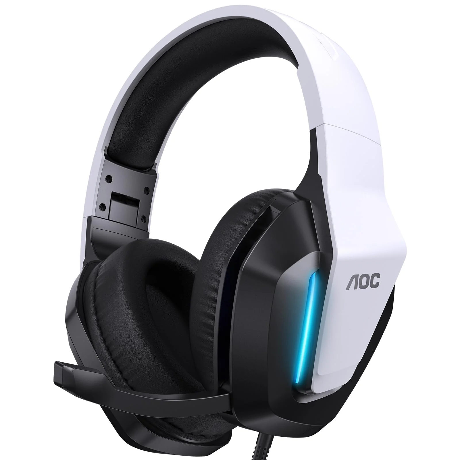 AOC Xbox Gaming Headset with Microphone, Wired Surround Sound Headphones for Xbox Series X|S, PS5, PC, Switch, Noise Canceling Over-Ear Gaming Mic, 50mm Drivers, 3.5mm Jack, White