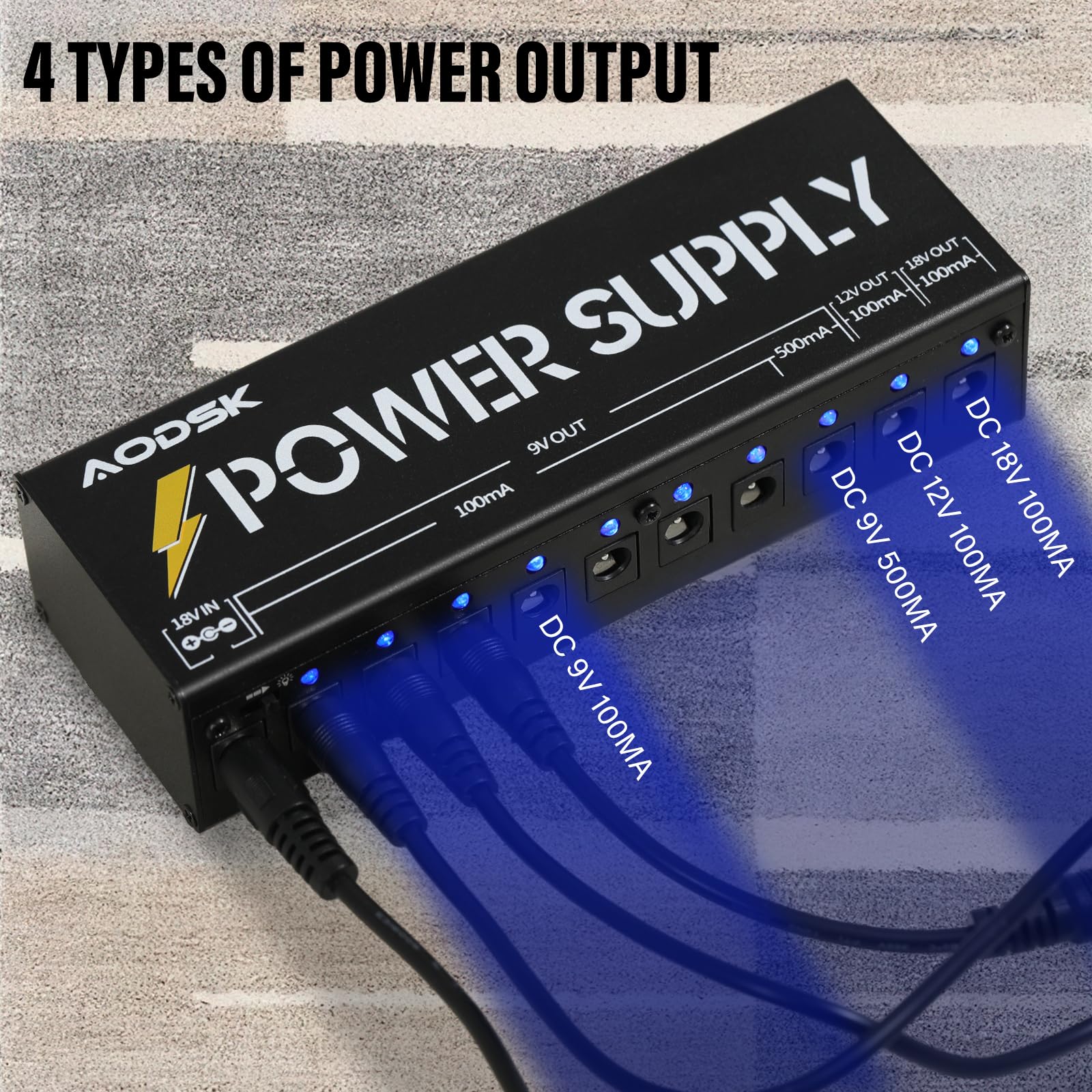 AODSK Guitar Effect Pedal Power Supply,9V/12V/18V DC Output,10 Isolated DC Output（AH-05） - Image 2
