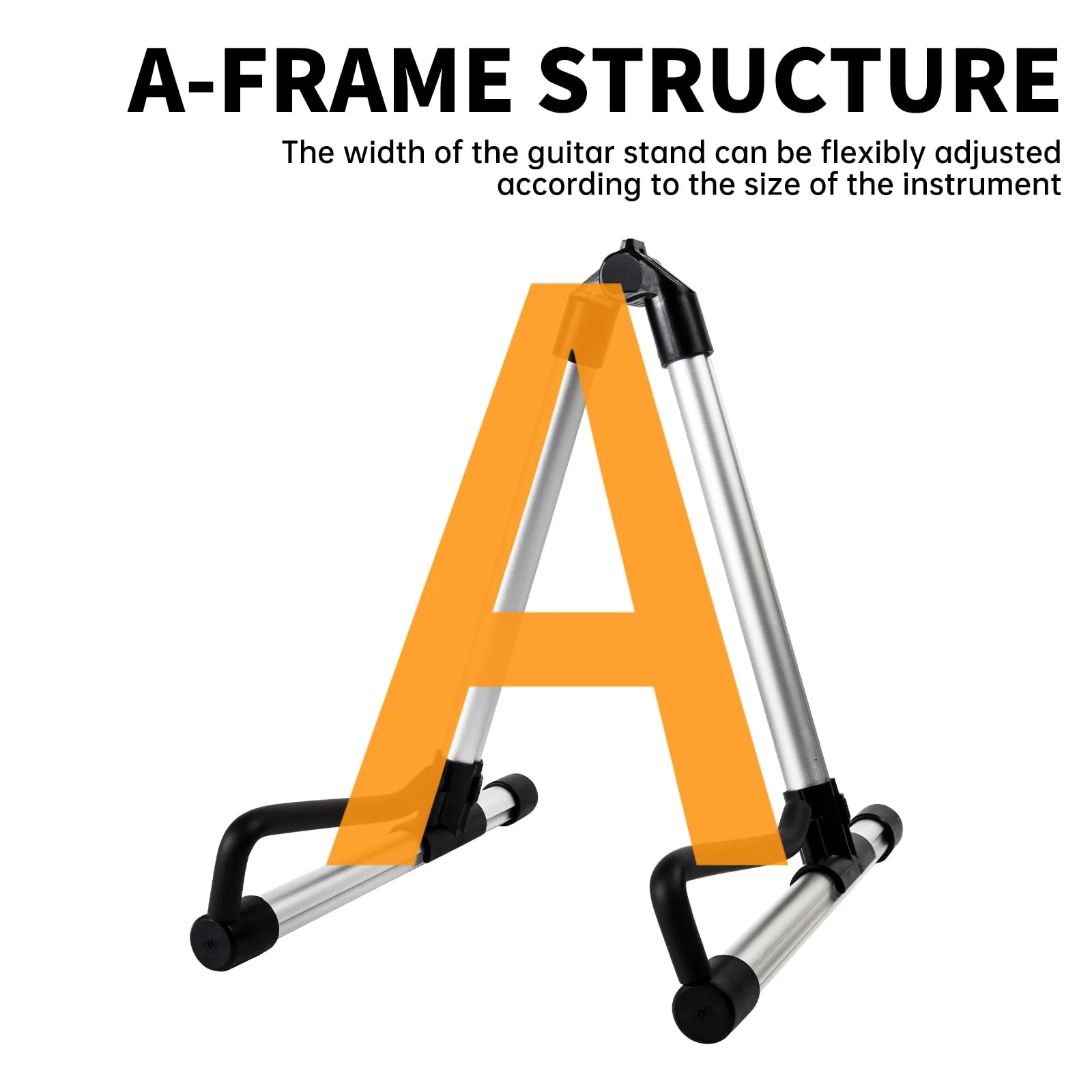 AODSK Guitar Stand Folding with adjustable A-Frame for Acoustic Classical and Electric Guitars Bass Ukulele Portable (Single Stand-Silver) - Image 5