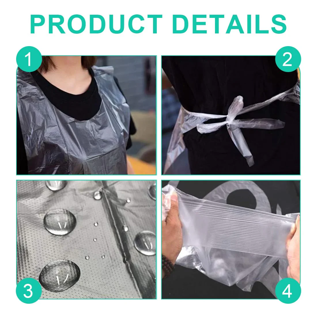 AOEVUIR Pack of 25 Disposable Aprons for Children Disposable Aprons Plastic Aprons Waterproof Small Transparent Polyethylene Aprons for Crafts Painting Cooking - Image 3