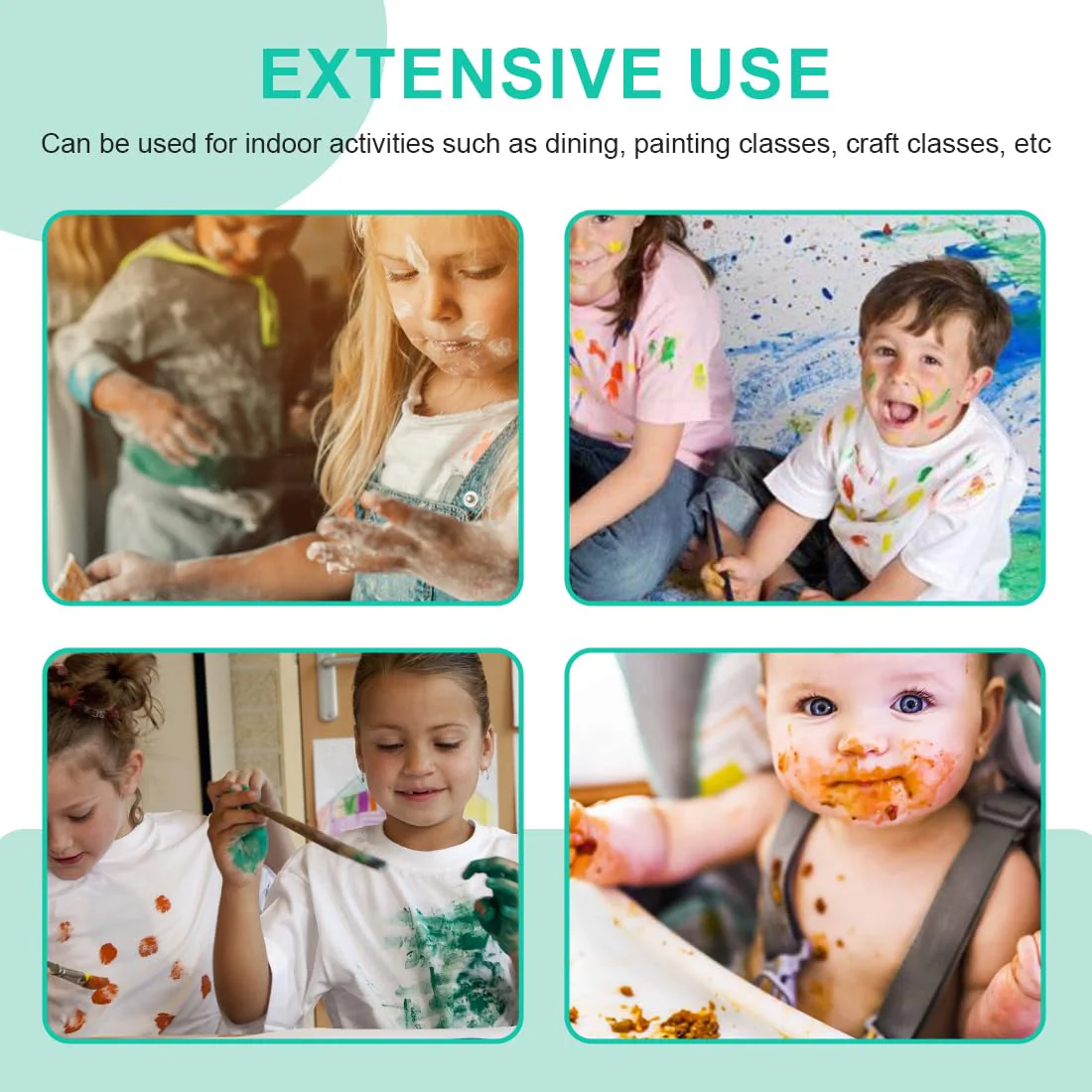 AOEVUIR Pack of 25 Disposable Aprons for Children Disposable Aprons Plastic Aprons Waterproof Small Transparent Polyethylene Aprons for Crafts Painting Cooking - Image 6