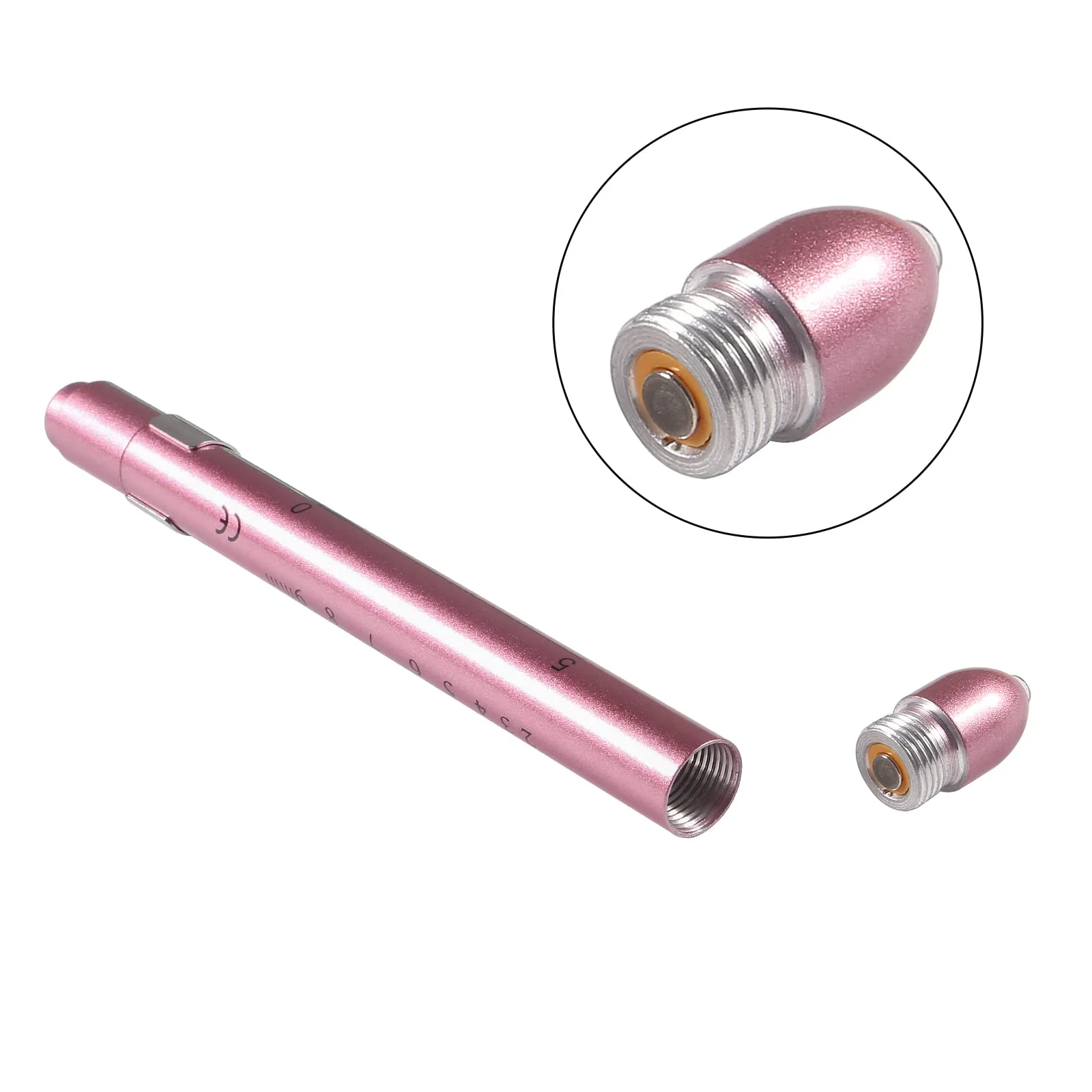 AOICRIE Medical Diagnostic Penlight, Pupil Light, Mini Reusable LED Pen Torch, Torch, Doctor Nurse Emergency Pen Light with Engraving Gauge and Linea (Rose Gold + Green) Rose Gold + Green - Image 2
