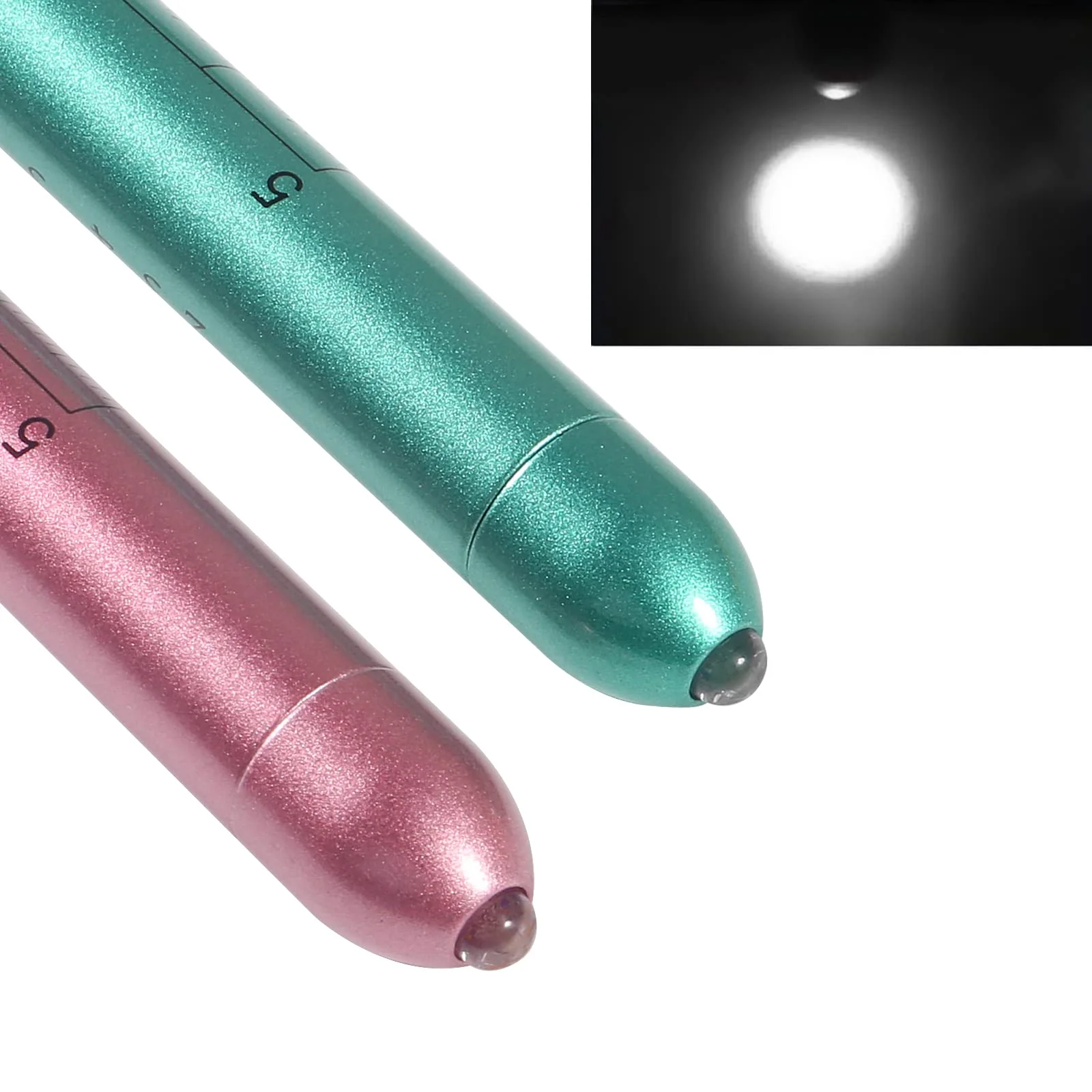 AOICRIE Medical Diagnostic Penlight, Pupil Light, Mini Reusable LED Pen Torch, Torch, Doctor Nurse Emergency Pen Light with Engraving Gauge and Linea (Rose Gold + Green) Rose Gold + Green - Image 4