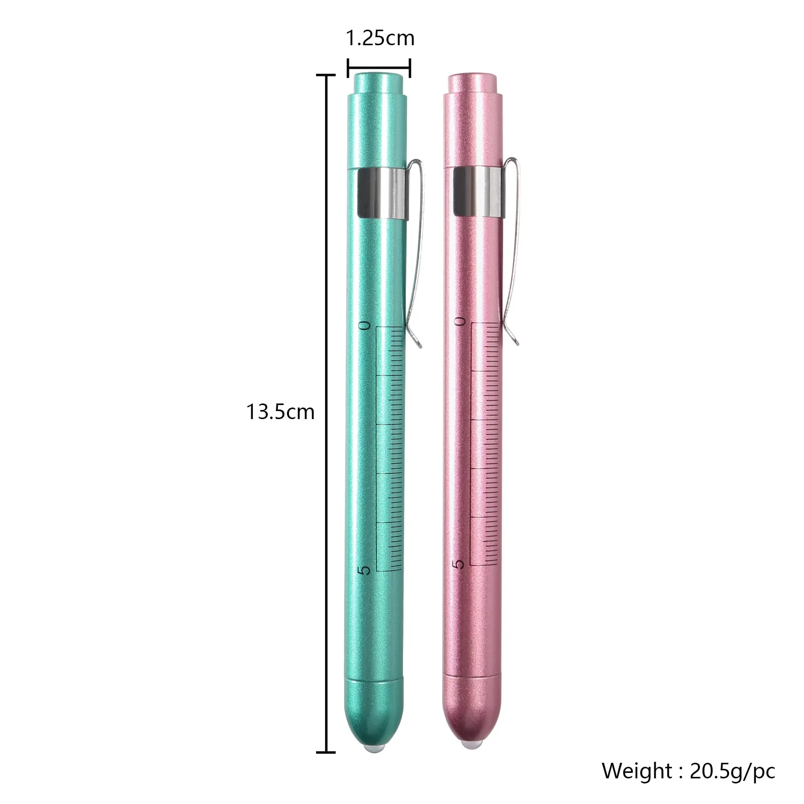 AOICRIE Medical Diagnostic Penlight, Pupil Light, Mini Reusable LED Pen Torch, Torch, Doctor Nurse Emergency Pen Light with Engraving Gauge and Linea (Rose Gold + Green) Rose Gold + Green - Image 5