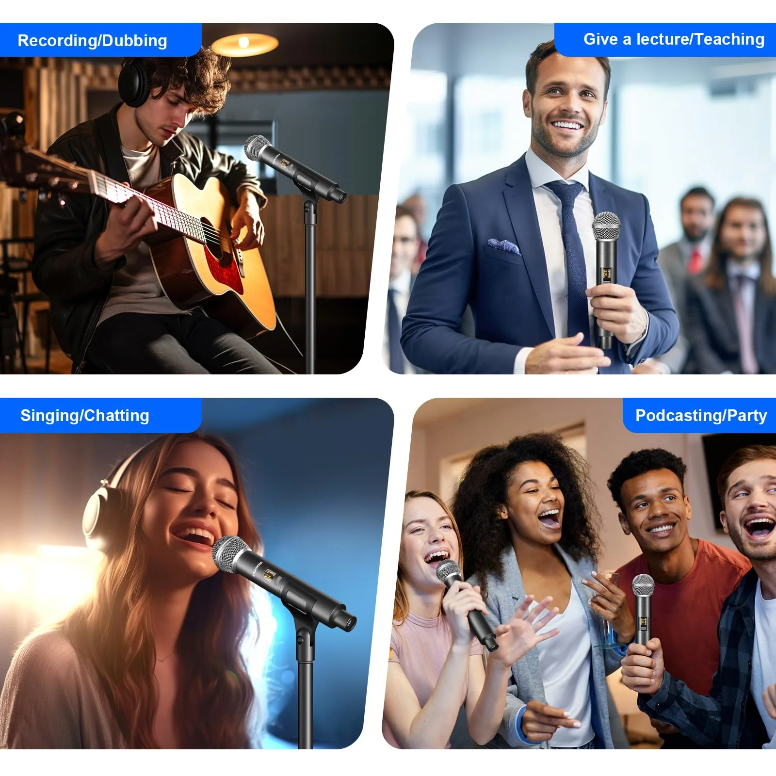 Aokeo Wireless Microphone Only for Mic Input, UHF Metal Dynamic Handheld Multipurpose Mic with Rechargeable Receiver (Work 4hs), 160ft Range, for Karaoke Machine, Amplifier Speaker, Mixer, Church PG58-2 - Image 7