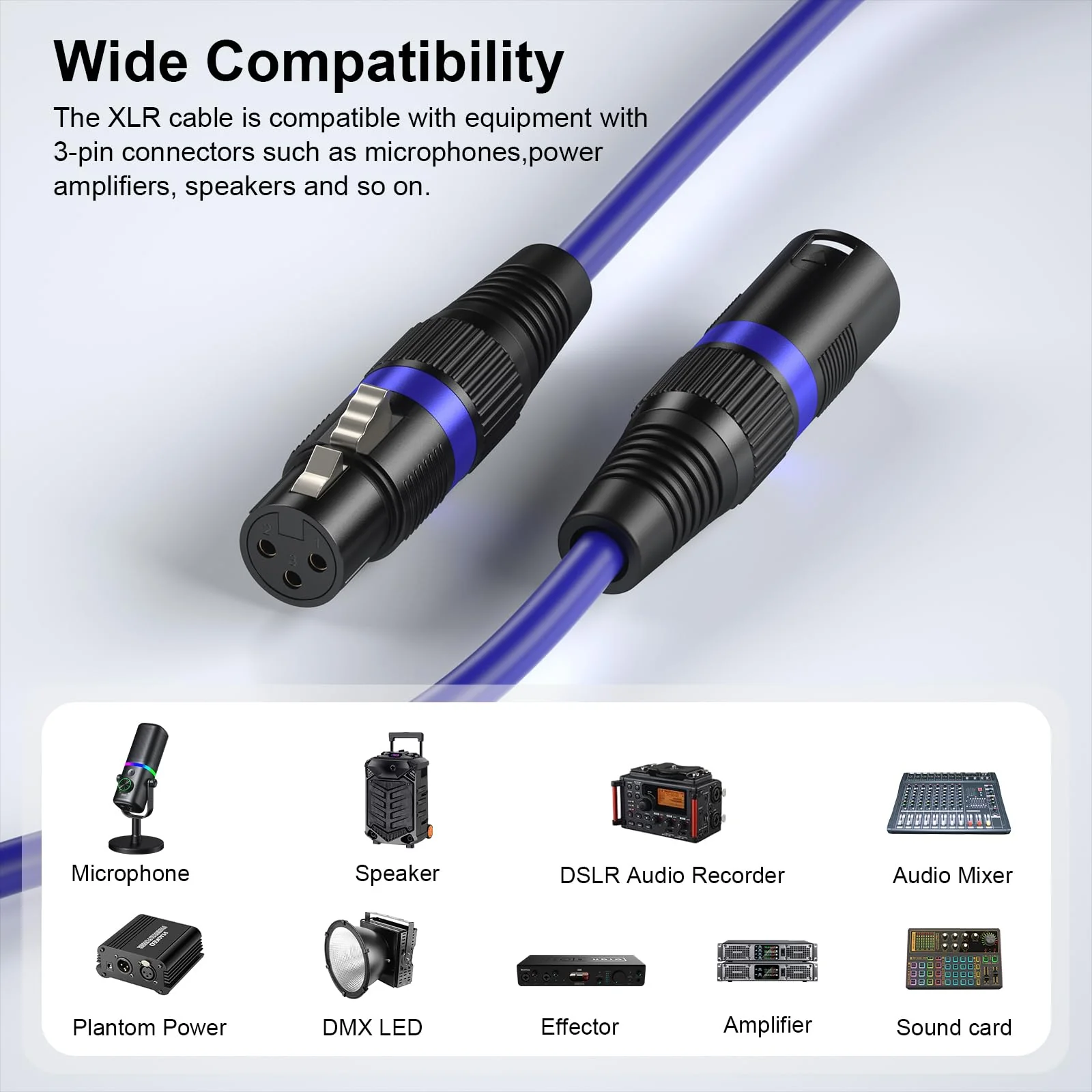 Aokeo XLR Cables 3FT 2 Pack, XLR Male to Female Microphone Cable for Speaker and Audio Setups,All Copper Conductors（1M） 3FT 6 Pack - Image 5