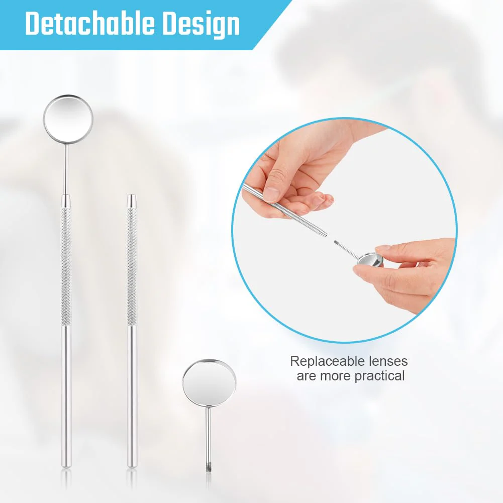 AOOWU Pack of 2 Mouth Mirrors, Dental Mouth Mirror, Stainless Steel Mouth Tooth Mirror, Inspection Mirror, Dental Care Set with Anti-Fog, Dental Care Mirror for Dental Care - Image 4